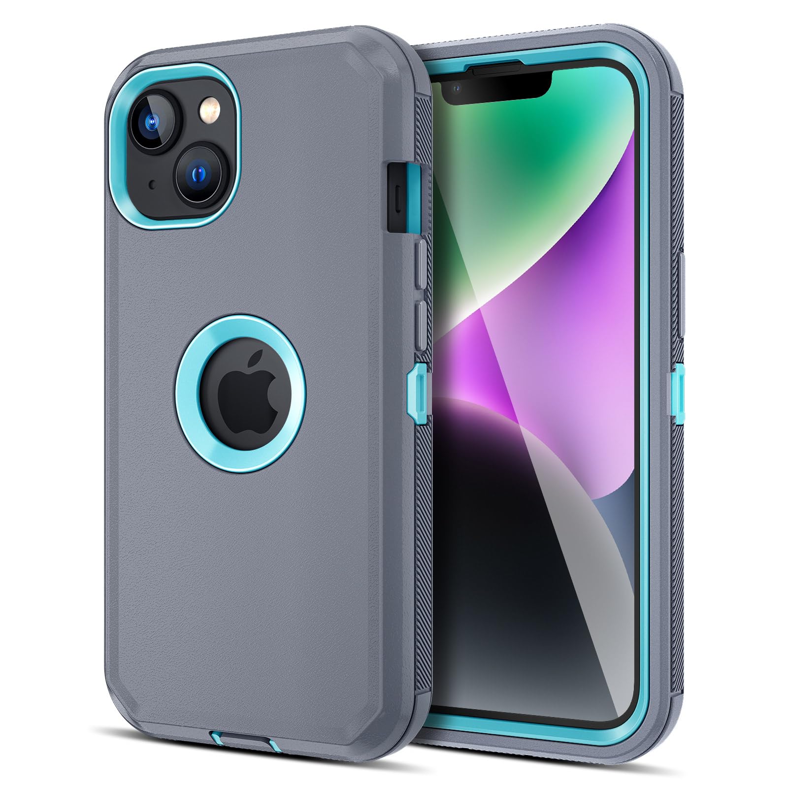 Jiunai for iPhone 14 Plus Case Heavy Duty Anti-Dust Shockproof Protection Protective Anti Scratch Dual Layer Tough Rugged Hybrid Bumper Phone Case