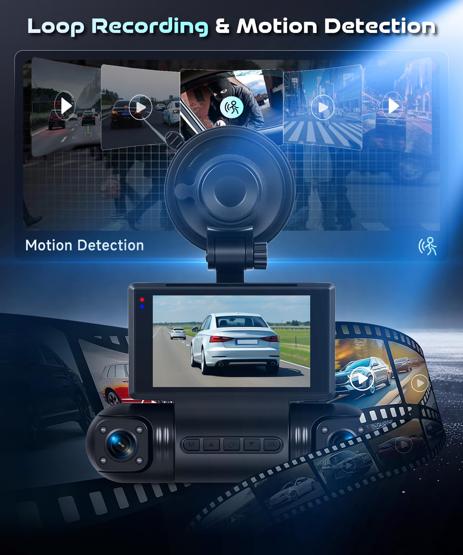 Rimoody Dashcam Auto 2K 4 Telecamere, Kit Completo con WiFi e 64GB - Videoregistratore 360° per Auto, Visione Notturna, Assistente Parcheggio, G-Sensor, App per Smartphone