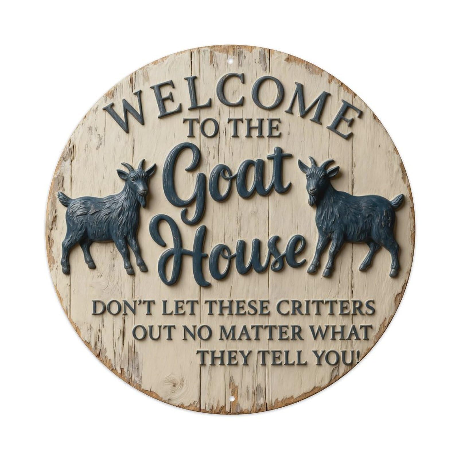 Zlatcbu Vintage Welcome To The Goat House Sign Metal Tin Sign Retro Wall Art Poster, Decor For Home Living Room Bar Cafe Garage, 8X8 Inch
