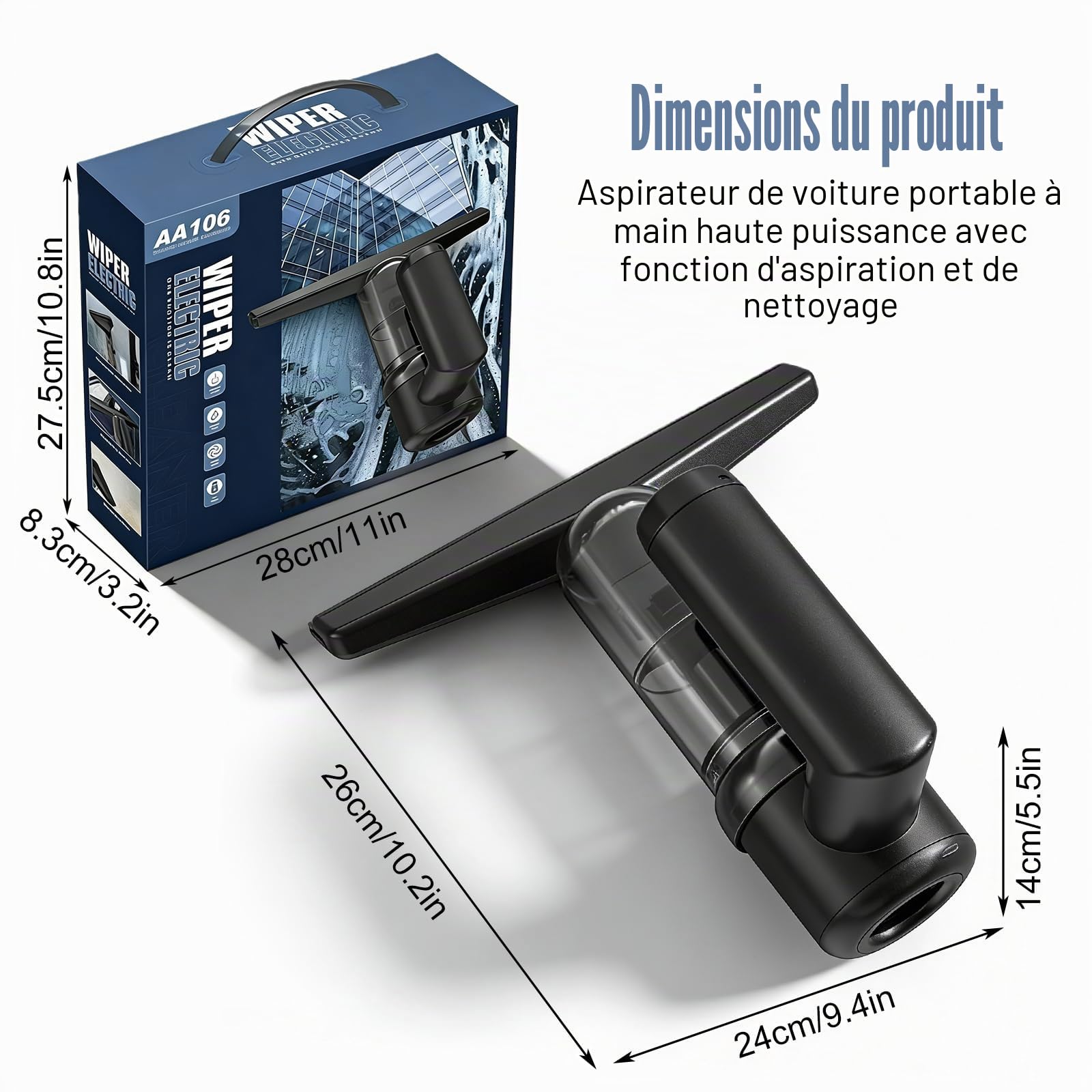 Nettoyeur De Vitre Sans Fil avec Reservoir 100 Ml et 30 Min Dautonomie Lave Vitre Electrique Pratique et Leger Aspirateur Vitre Rechargeable pour Vitres Miroirs Portes de Douche et Surfaces Lisses