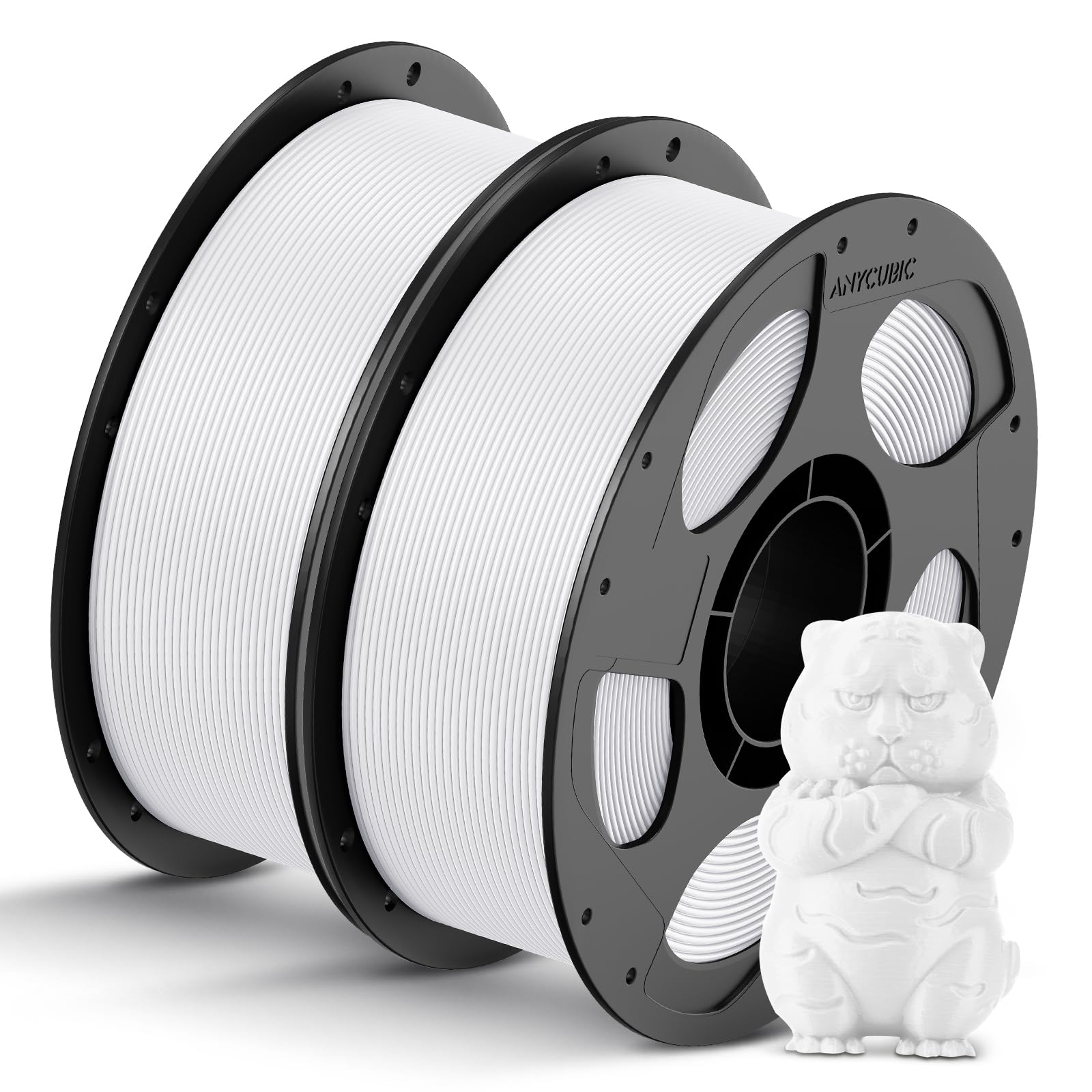 ANYCUBIC Filamento PLA 1,75 mm, Filamento per Stampante 3D, Precisione Dimensionale +/- 0,02 mm, Materiali di Stampa 3D, Adatto per la Maggior Parte Delle Stampanti 3D FDM (Bianco 2KG)