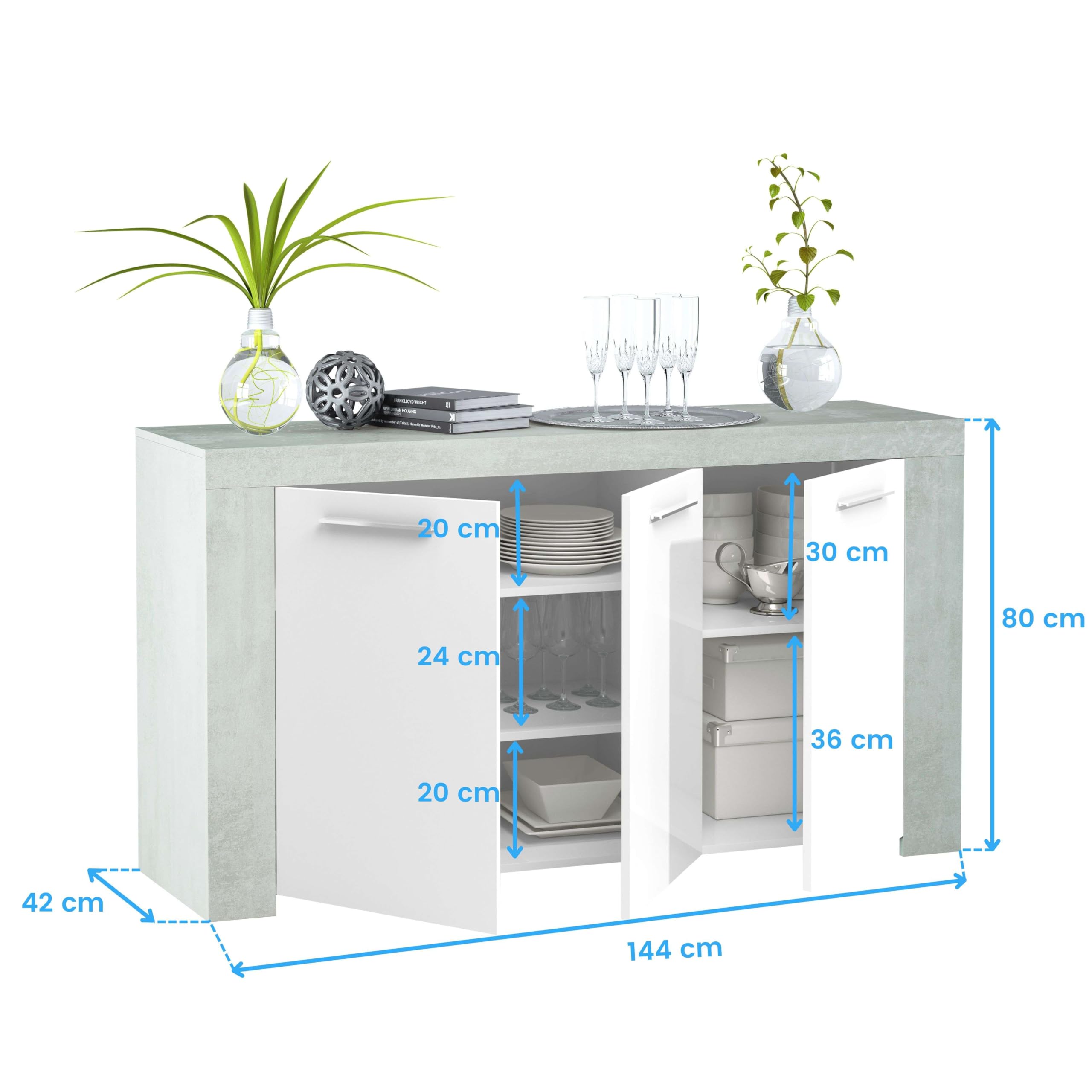 Miroytengo Pack Muebles Salón Comedor Plutón III (Mueble Modular+Mesa Centro+Mesa Comedor+aparador)