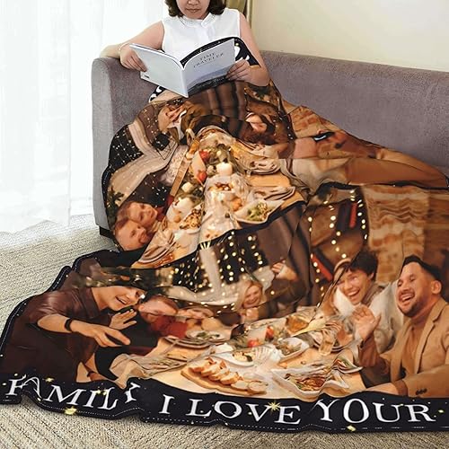 Miniatura 3 de Youltar Manta personalizada con fotos de texto, mantas personalizadas con imágenes para familiares y amigos, Año Nuevo, Halloween, cumpleaños,