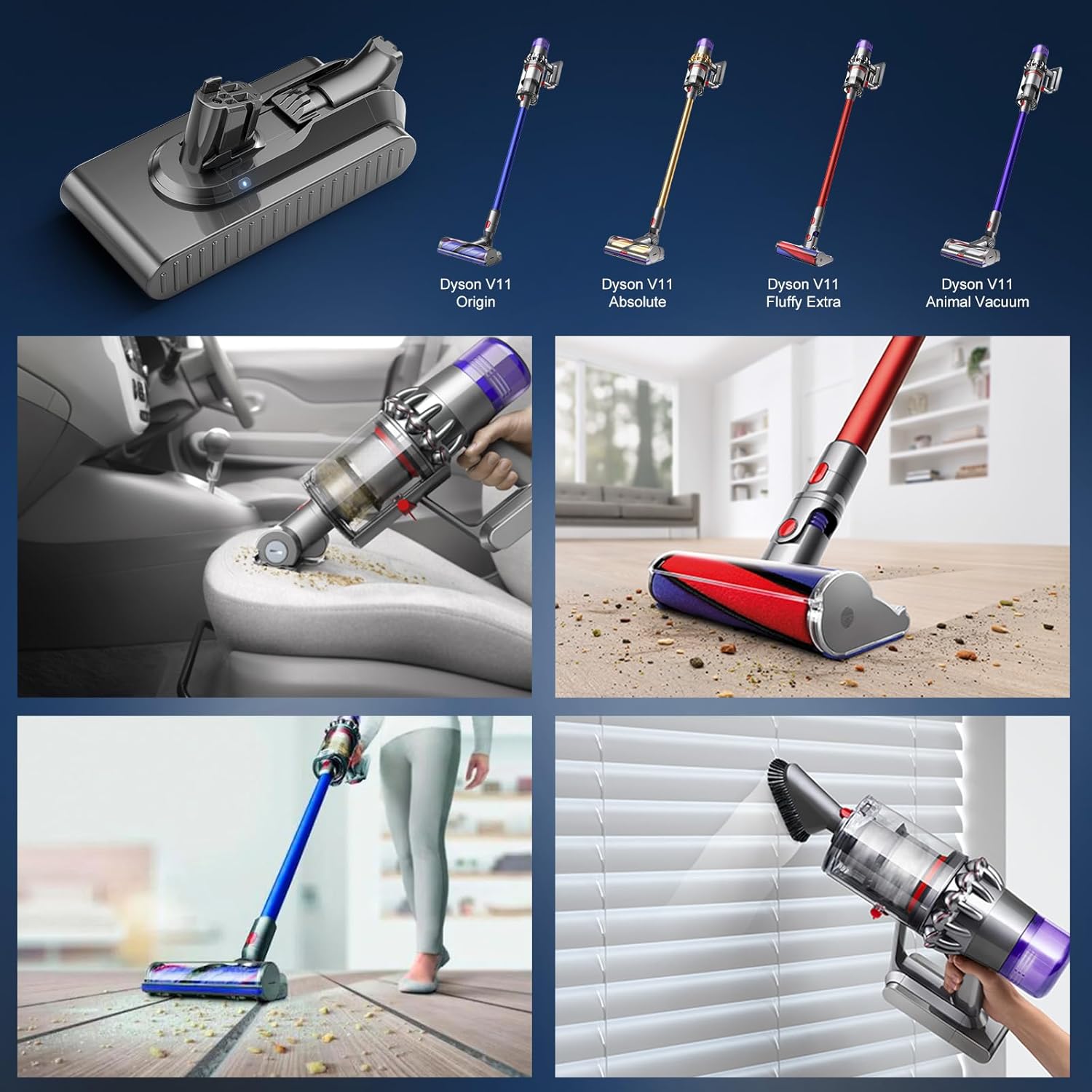 Bonadget 7.0Ah V11 Battery Replacement for Dyson Click-in Installation for Dyson V11 V15 V15 SV16 SV22 970425-01 25.2V Vacuum Cleaner（Not for Screw-in Model）