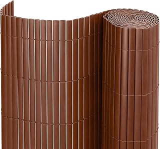 INMOZATA PVC Privacy Fence Screening, Weatherproof Garden Screening 1.5m High x 3m Wide, Brown Privacy & Protective Screens for Garden, Balcony and Terrace with Fixed Accessories