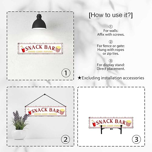 Miniatura 3 de Letrero de metal con diseño de palomitas de maíz para snack bar, bar, bar, cafetería, cocina, decoración de pared del hogar, regalo novedoso, 16 x 4