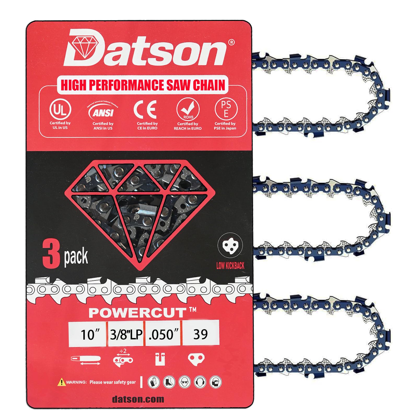 DatsenAAA 10 inch chainsaw chain, coiled for packaging