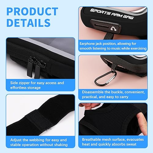 Miniatura 7 de Soporte para teléfono de muñeca, soporte para teléfono con brazo para correr con ranura para tarjeta y correa ajustable, adecuado para teléfonos de