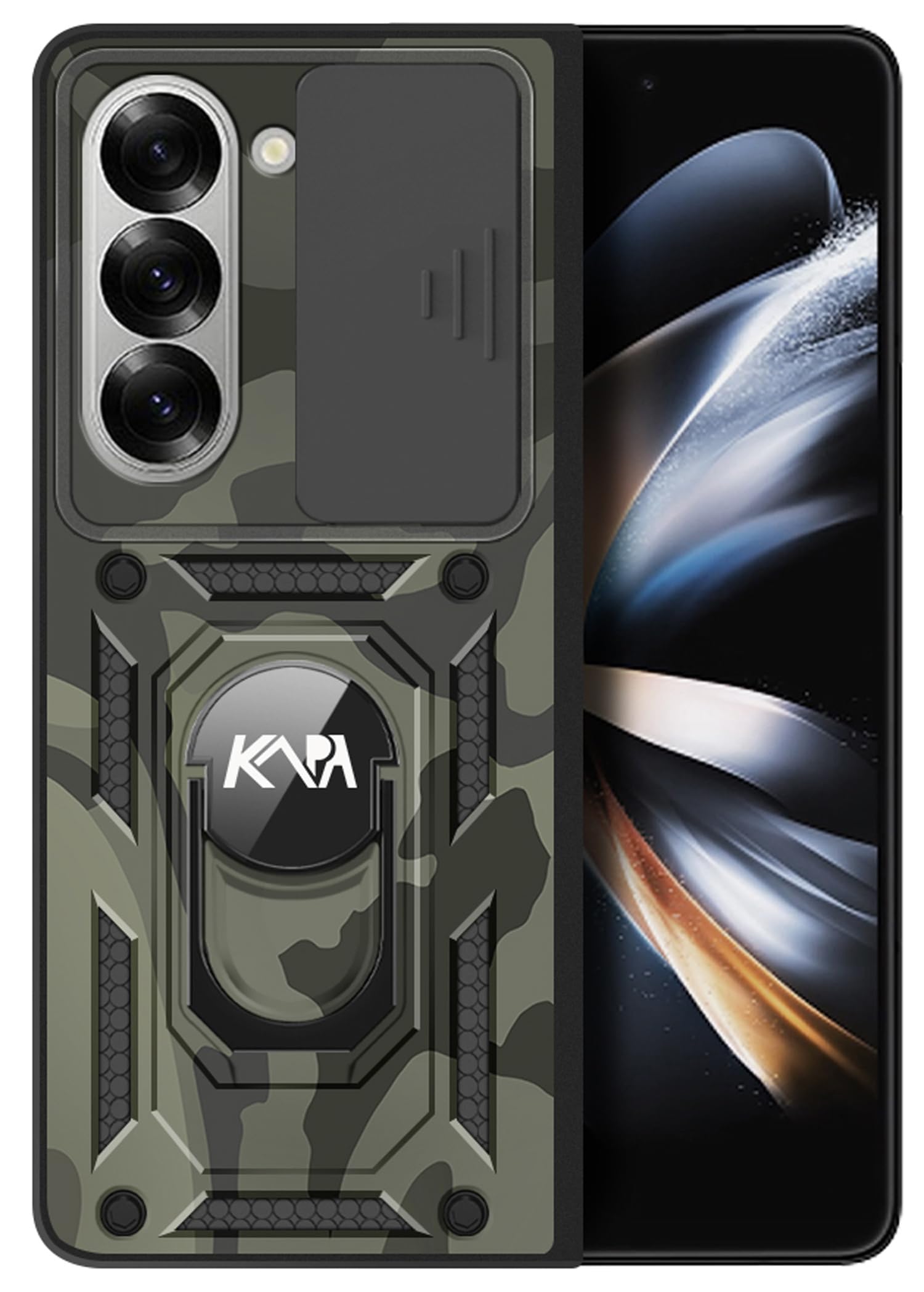 Kapa Tank Back Cover for Samsung Galaxy Z Fold 6 | Inbuilt Ring + Slider Shockproof Lens Protection Bumper Back Case (Black) (B0D9QRWGP4) Amazon Price History, Amazon Price Tracker