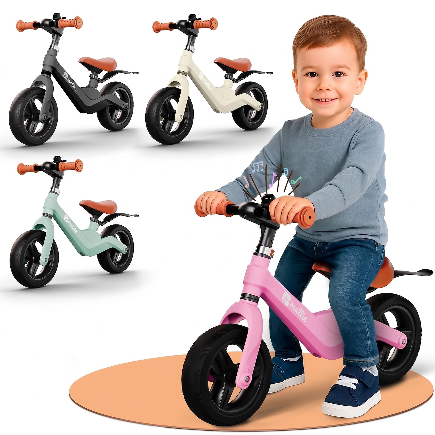Mallie® Bicicletta Bambini 2-3 Anni con campanello - Balance Bike, Regalo Bambina 3 Anni, Giochi Bambina 2 Anni, Bici Senza Pedali 2 Anni, Regalo Bambino 4 Anni
