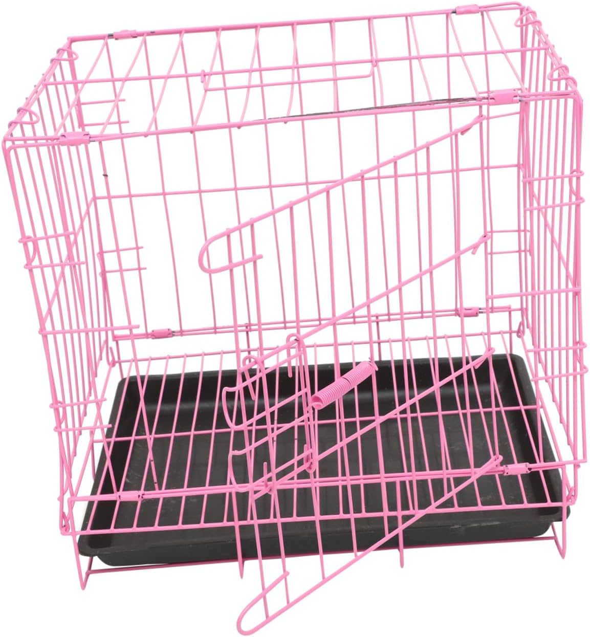 ERINGOGO Folding Small Dog Cage Pink Pet House Iron Kennel for Poodles Cats Rabbits Portable Pet Enclosure with Ventilated Design for Comfortable Safe Travel