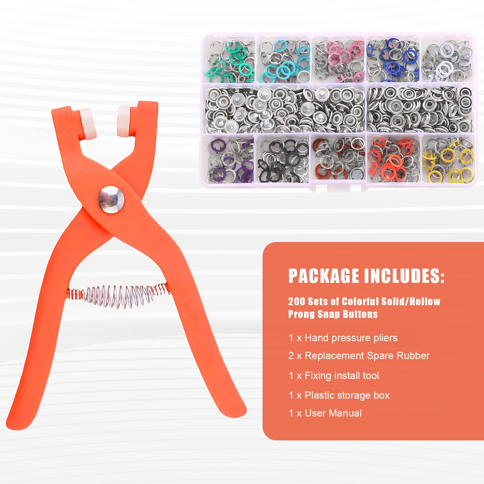 400 pezzi/100 set Pinze per bottoni a pressione a cinque artigli, pinze