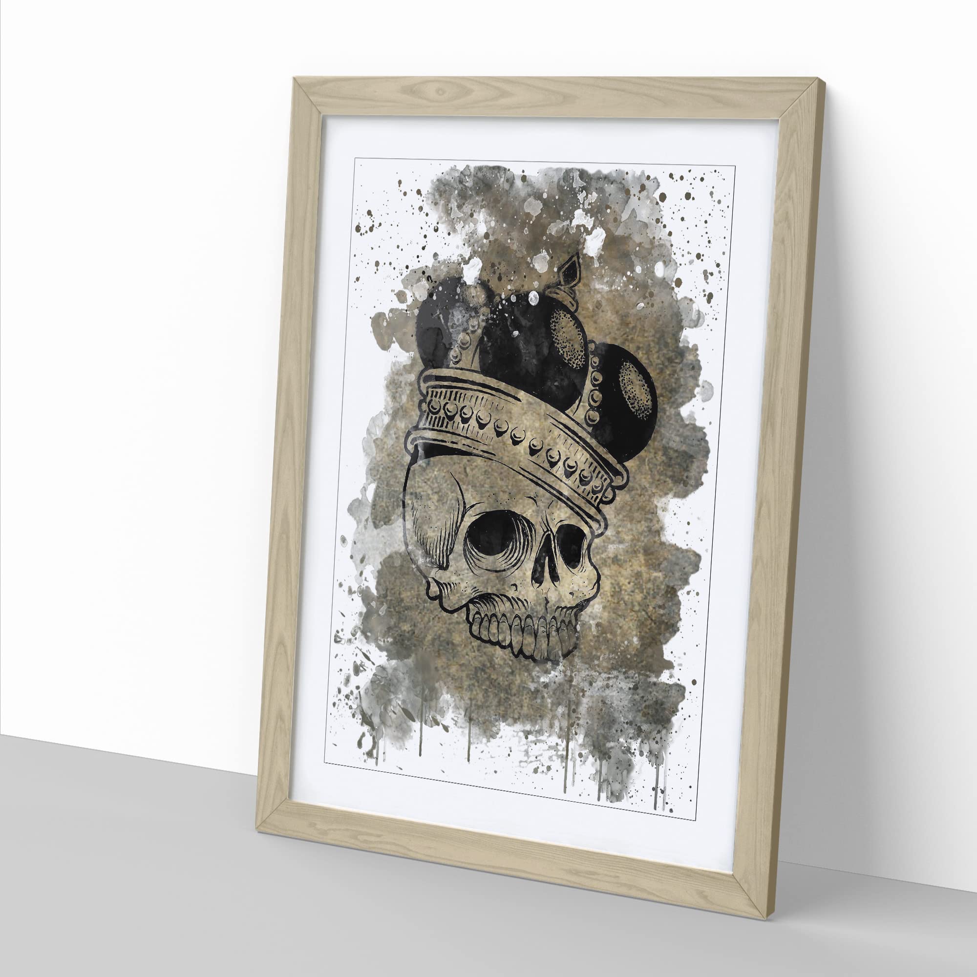Skull With A Crown V3 Modern Framed Wall Art Print, Ready to Hang Picture for Living Room Bedroom Home Office Décor - Image 2