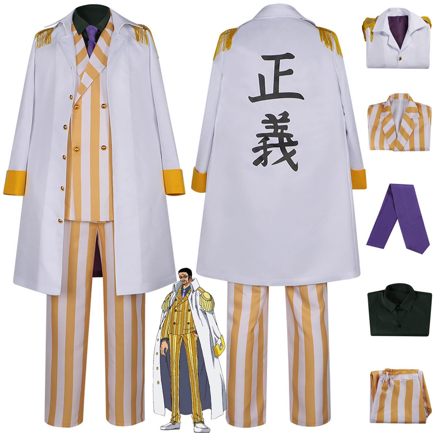 Anime One Piece B'orsalino Disfraz de cosplay Portgas D Ace Juego de rol Uniforme Bata Conjunto Completo Halloween Carnaval Fiesta Traje de vestir para Hombres