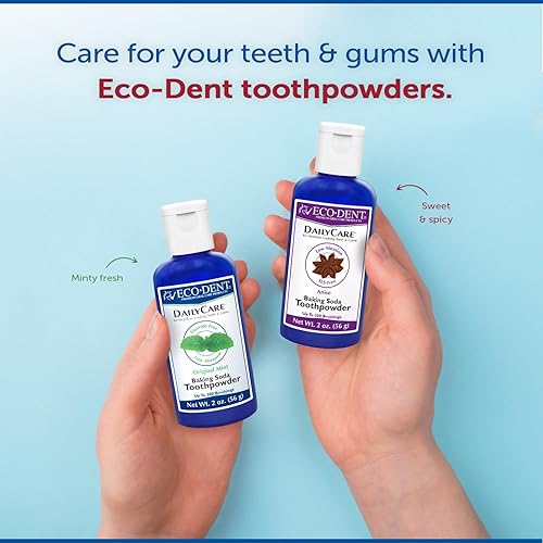 Vista 5 de Eco-Dent DailyCare - Polvo de dientes de bicarbonato de sodio, canela - Polvo de pasta de dientes sin flúor, polvo de dientes sin SLS