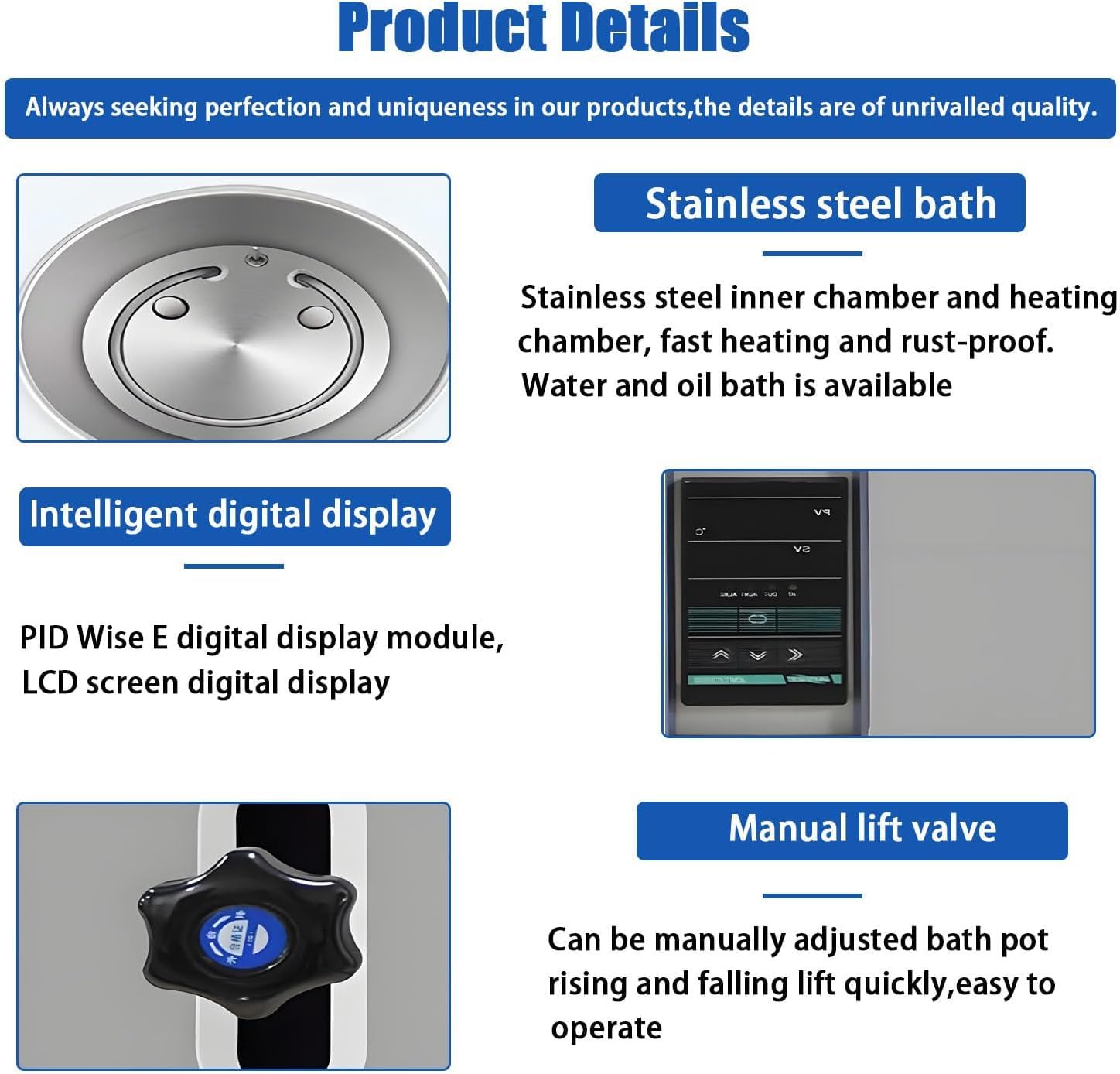 Baño Termostático Digital de Elevación, Baño de Aceite y Agua con Control PID y Cubeta de Acero Inoxidable, Capacidad 2L/3L/5L para Laboratorio, Investigación Científica y Control de Calidad,2L