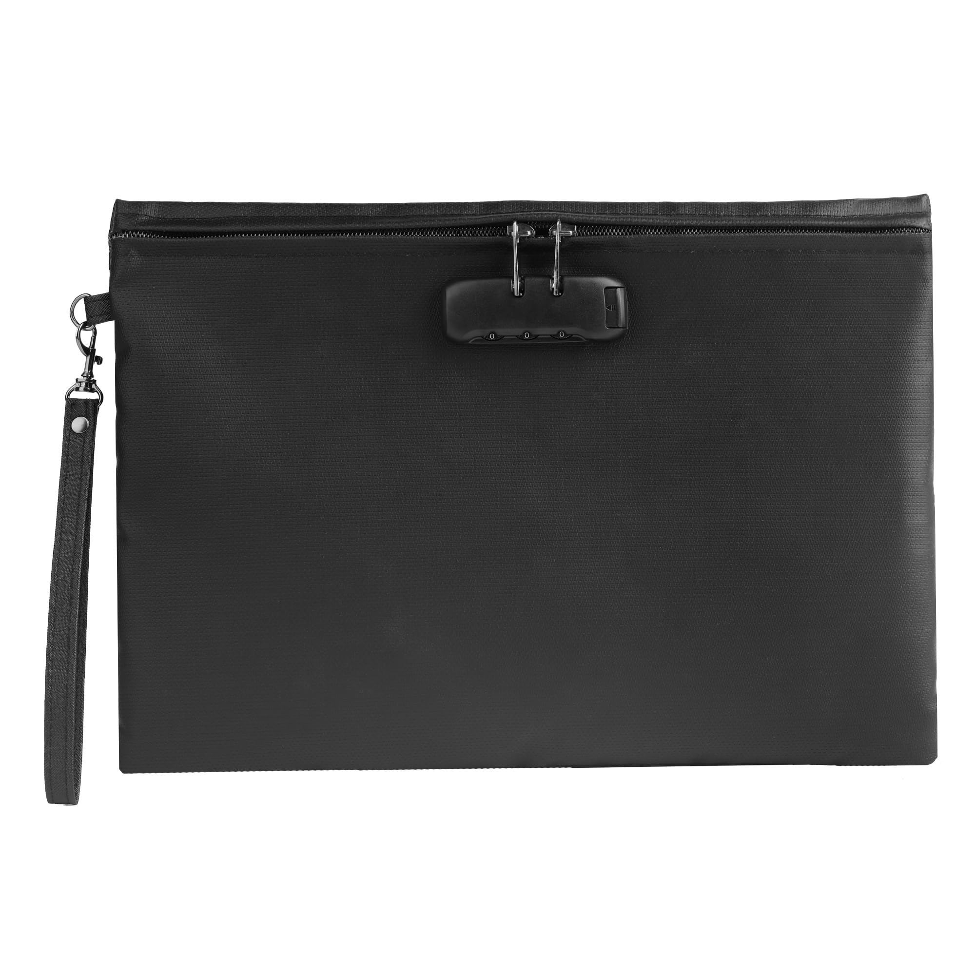 BONDUN 2000℉ Fireproof Document Bag with Password Lock, Black, 14.3x10.2 inch,Fireproof Money Bag for Cash with Zipper,Waterproof Storage Pouch for A4