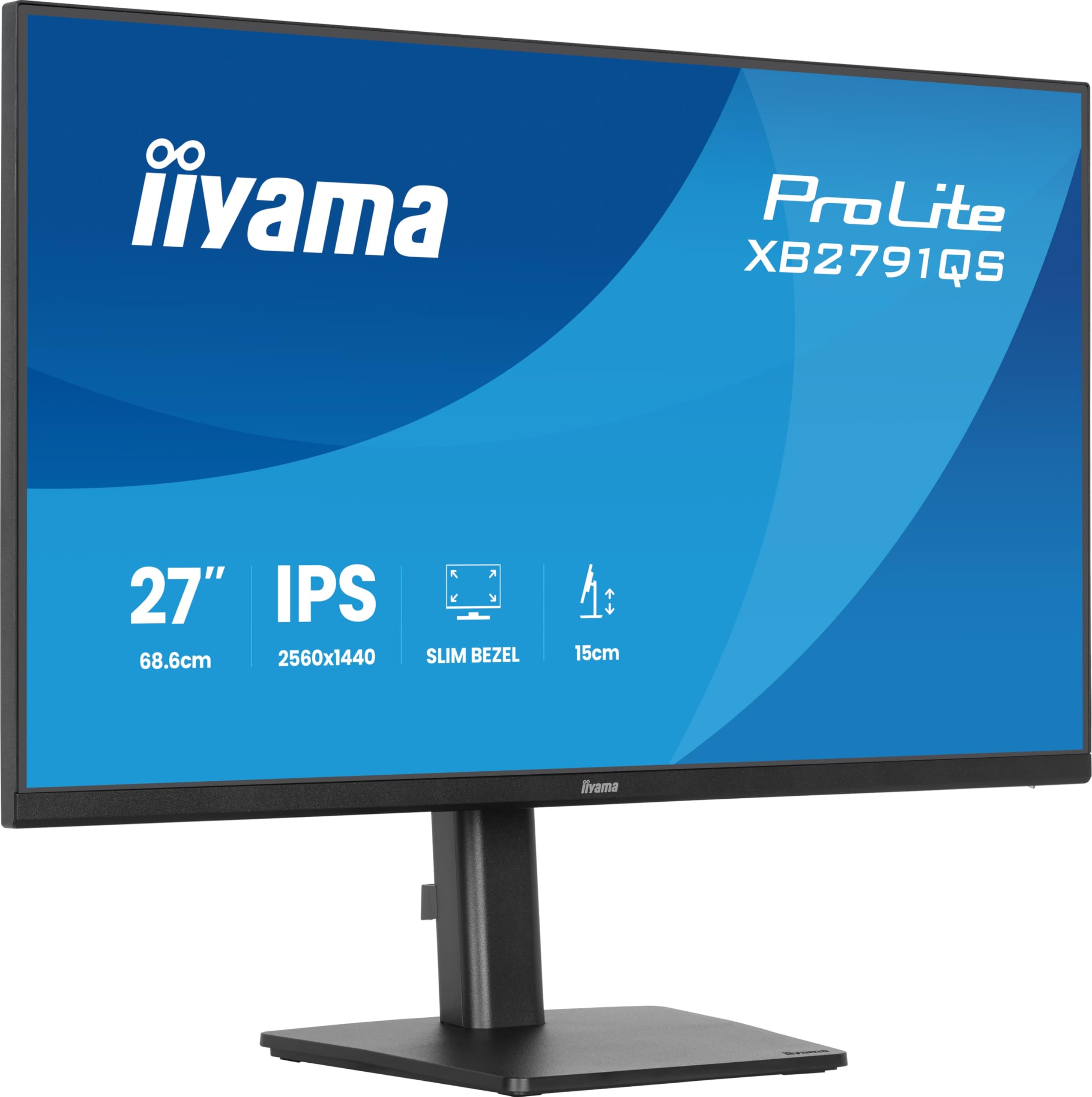 iiyama Prolite XB2791QS-B1 QHD IPS-Monitor | 68,6 cm, 27", HDMI, DP, Adaptive Sync, Höhenverstellung, Lautsprecher, Kopfhöreranschluss, Energieklasse D, VESA, schwarz