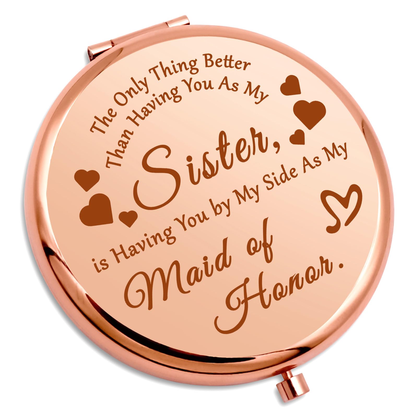 Sister Bridesmaid Gifts Compact Mirror Sister Wedding Day Gifts Maid of Honor Proposal Gifts Pocket Makeup Mirror Matron of Honor Gifts Bridal Shower Gift Bachelor Party Gifts Folding Makeup Mirror