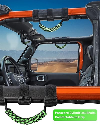 Miniatura 2 de Savadicar 2 asas de agarre de barra antivuelco, mango de agarre de tejido circular compatible con Jeep Wrangler CJ YJ TJ JK JKU JL JLU y Gladiator