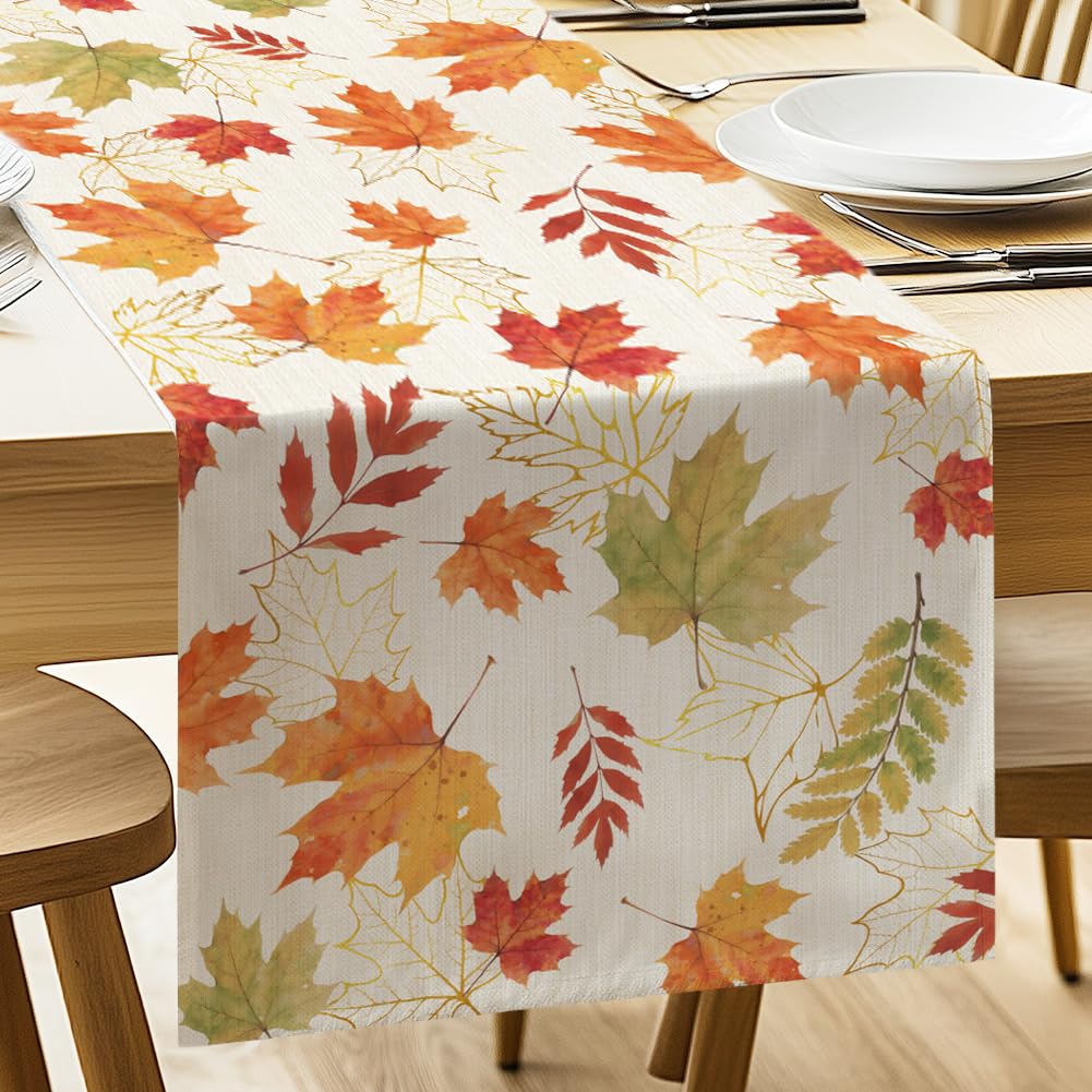 ANATTASOUL Fall Table Runner Maple Leaf 13"x72" Table Decorations, Durable Autumn Dining Decor for Home Kitchen Party Room