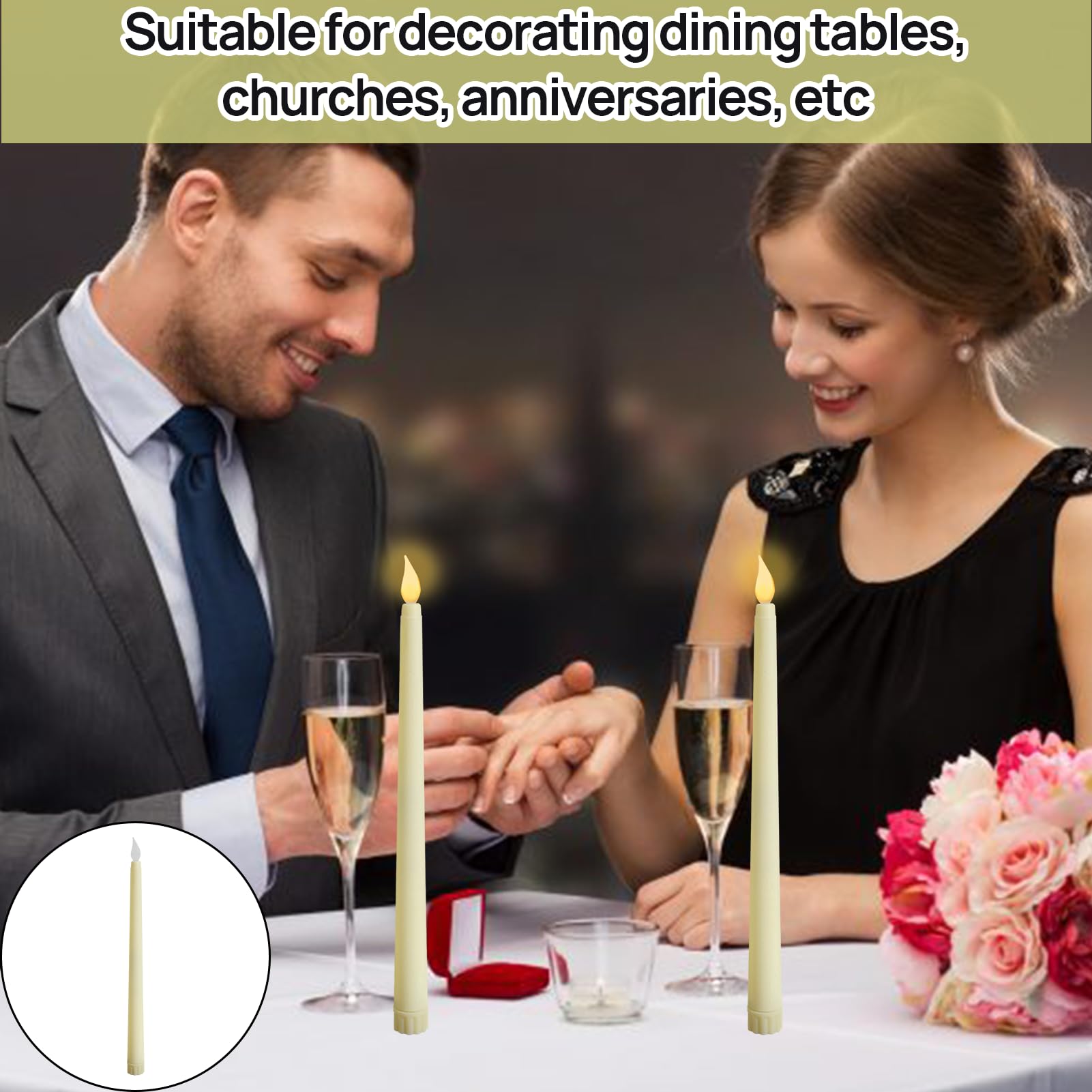 Bougies LED Électriques Flammes Vacillantes - Lot De 6 - Décoration Safe Pour Noël, Mariage, Anniversaire