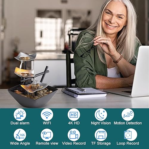 Miniatura 2 de Reloj de cámara WiFi 4K 5G Cámara de seguridad interior para monitor de bebé, cámara de perro con detección de movimiento, visión nocturna