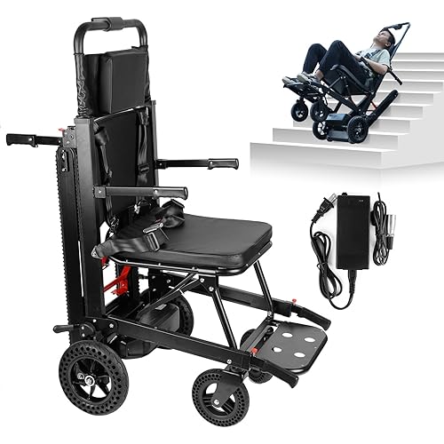 Powered Wheelchair, Stair Climbing Wheelchair, Motorized Elderly Stair Chair,Electric Stair Lifts for Seniors, Load Capacity 450lbs, Foldable