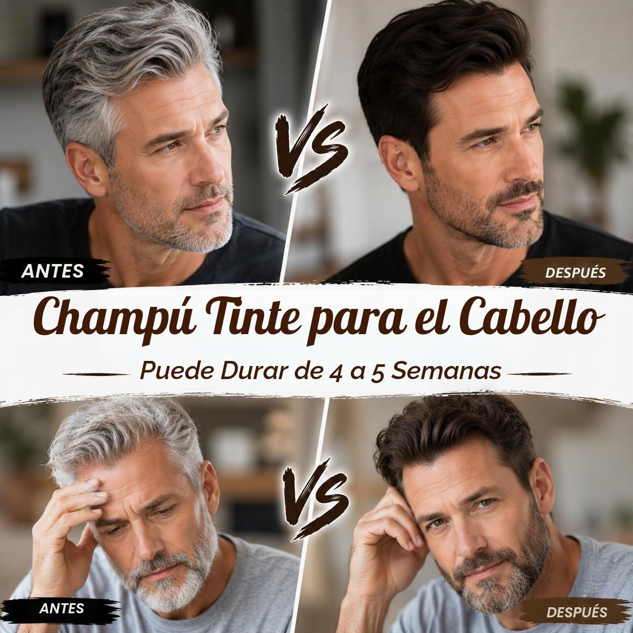 Champú Color Castaño Oscuro 500ml Tinte para Cabello Negro