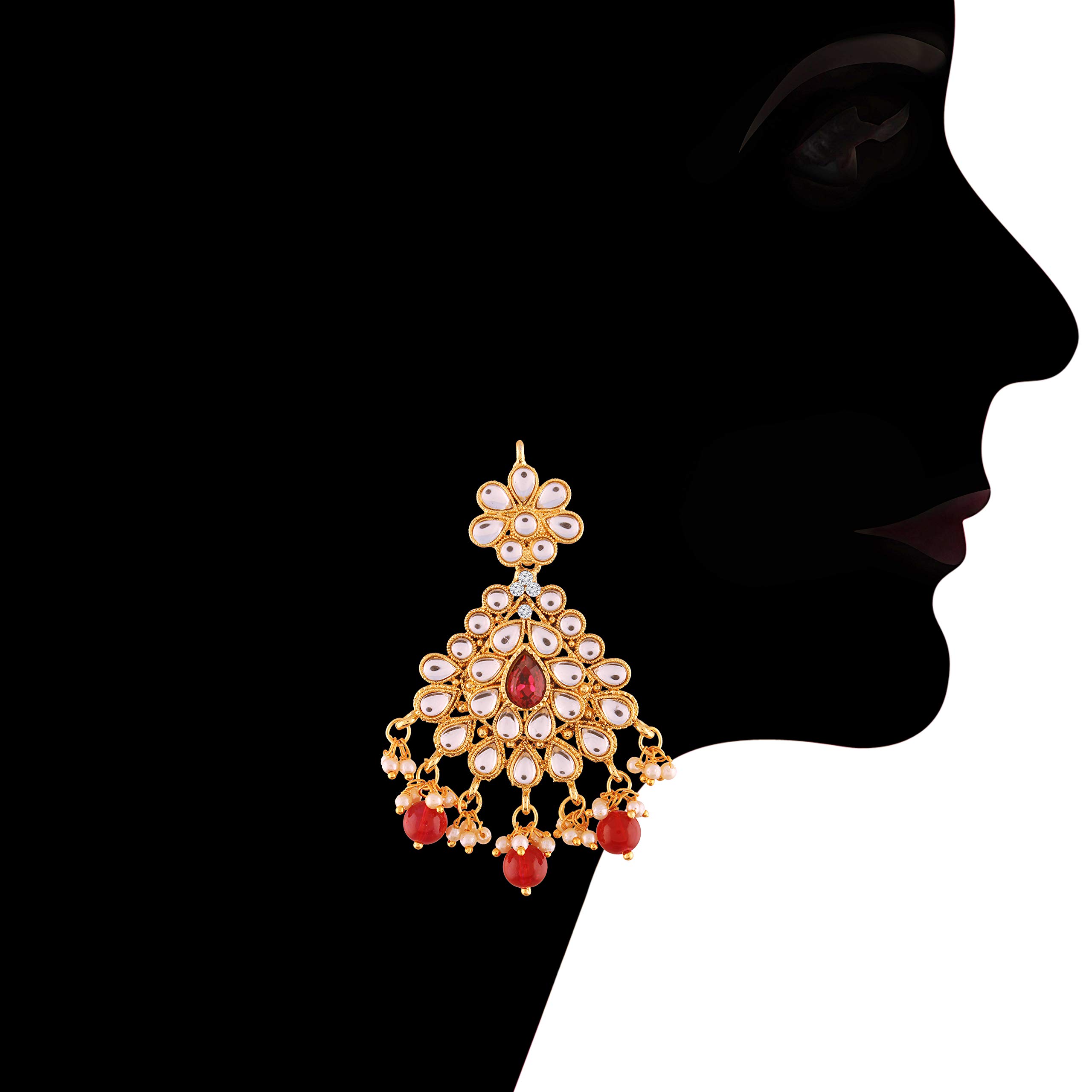 18K Plated Stone Studded Choker Necklace Set with Earrings & Maang Tikka