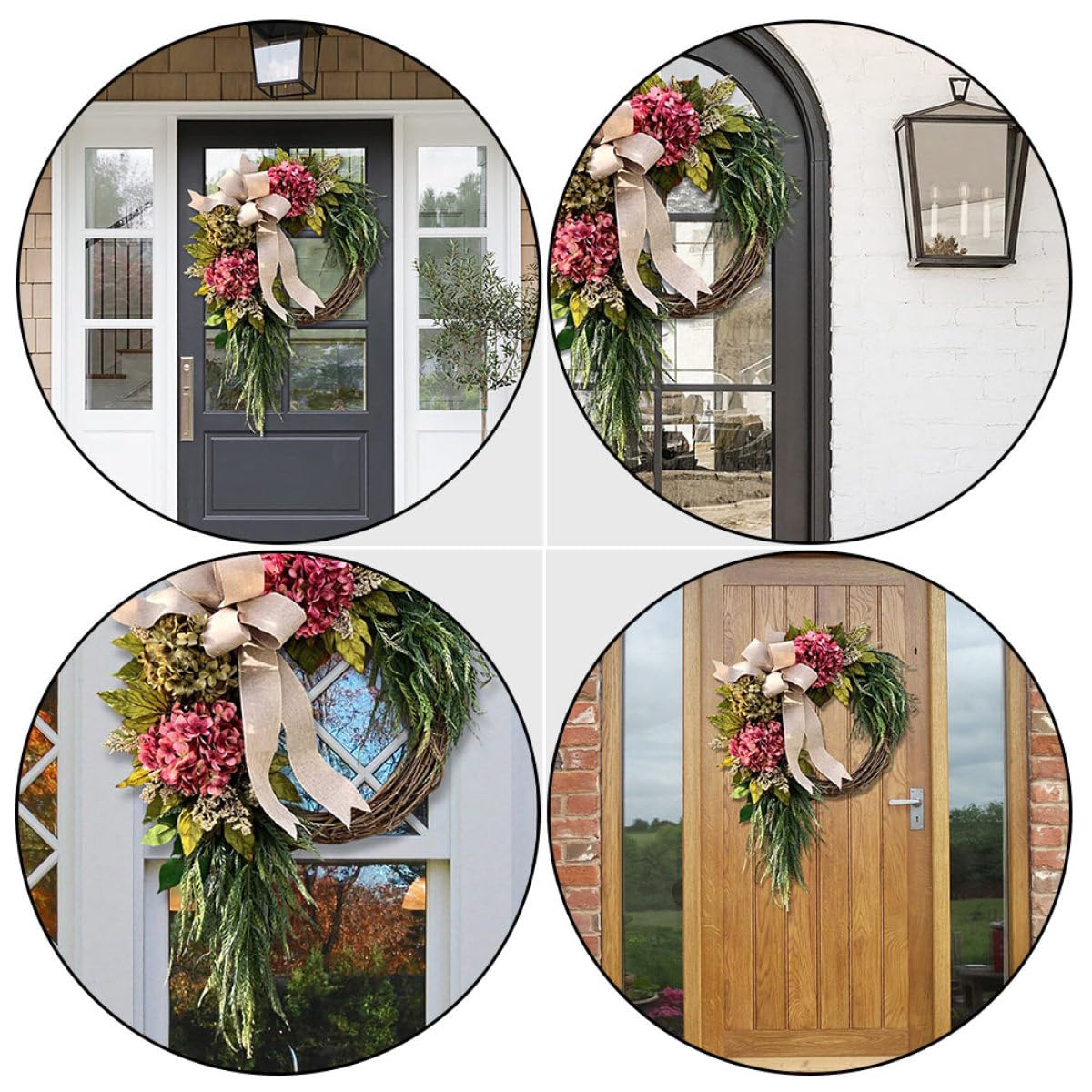 jojofuny Ghirlanda Porta Ingresso Stile Rustico Fiori Artificiali in Plastica, Decorazione Naturale per Casa e Matrimonio, Resistente a Sbiadimento e Appassimento Stile Stili multipli