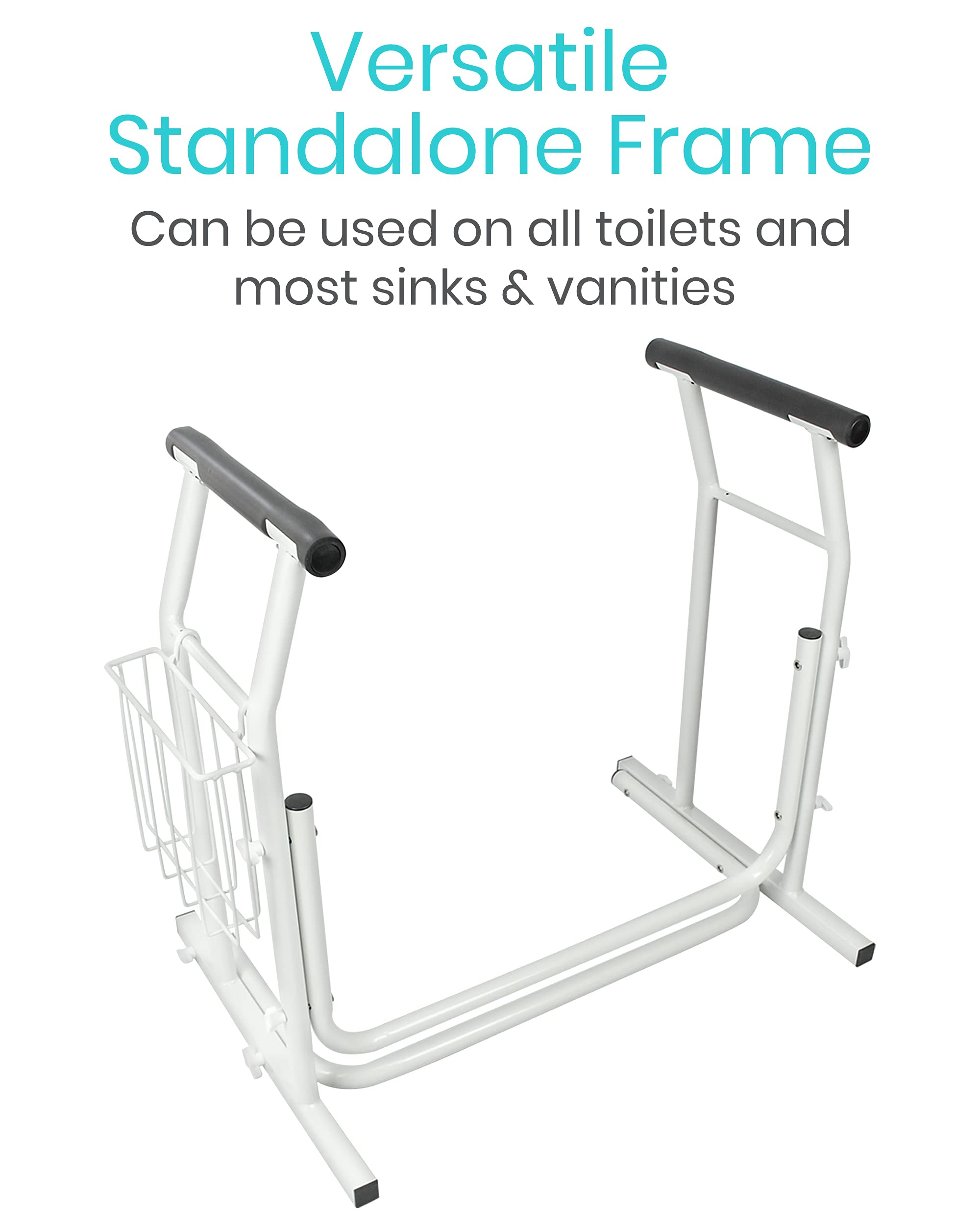 Vive Stand Alone Toilet Rail Medical Bathroom Safety Assist Frame