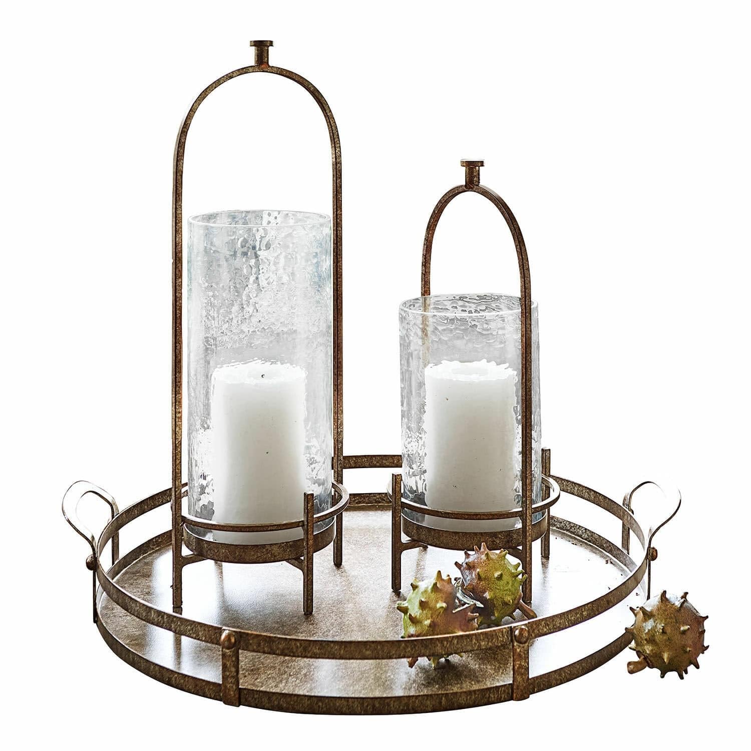 Loberon Windlicht 2er Set Aquivar, Zwei Größen, Gehämmerte Oberfläche, Dekoration, Wohn-Accessoires, Kerzenhalter, Eisen, Glas, antikbronze/klar | Zwei Größen, Gehämmerte Oberfläche, Dekoration, Wohn-Accessoires, Kerzenhalter, Eisen, Glas