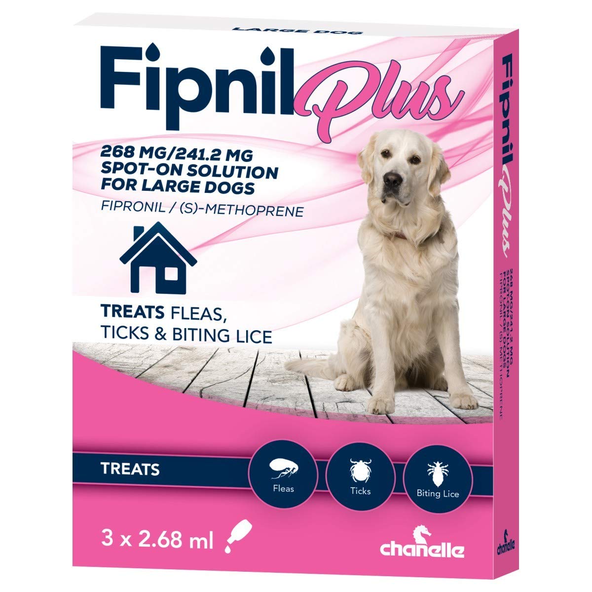 Fipnil Plus Spot On Solution Flea Drops, Tick & Lice Repellent (For Large Dogs (20.1kg-40kg) 3 Pipettes)