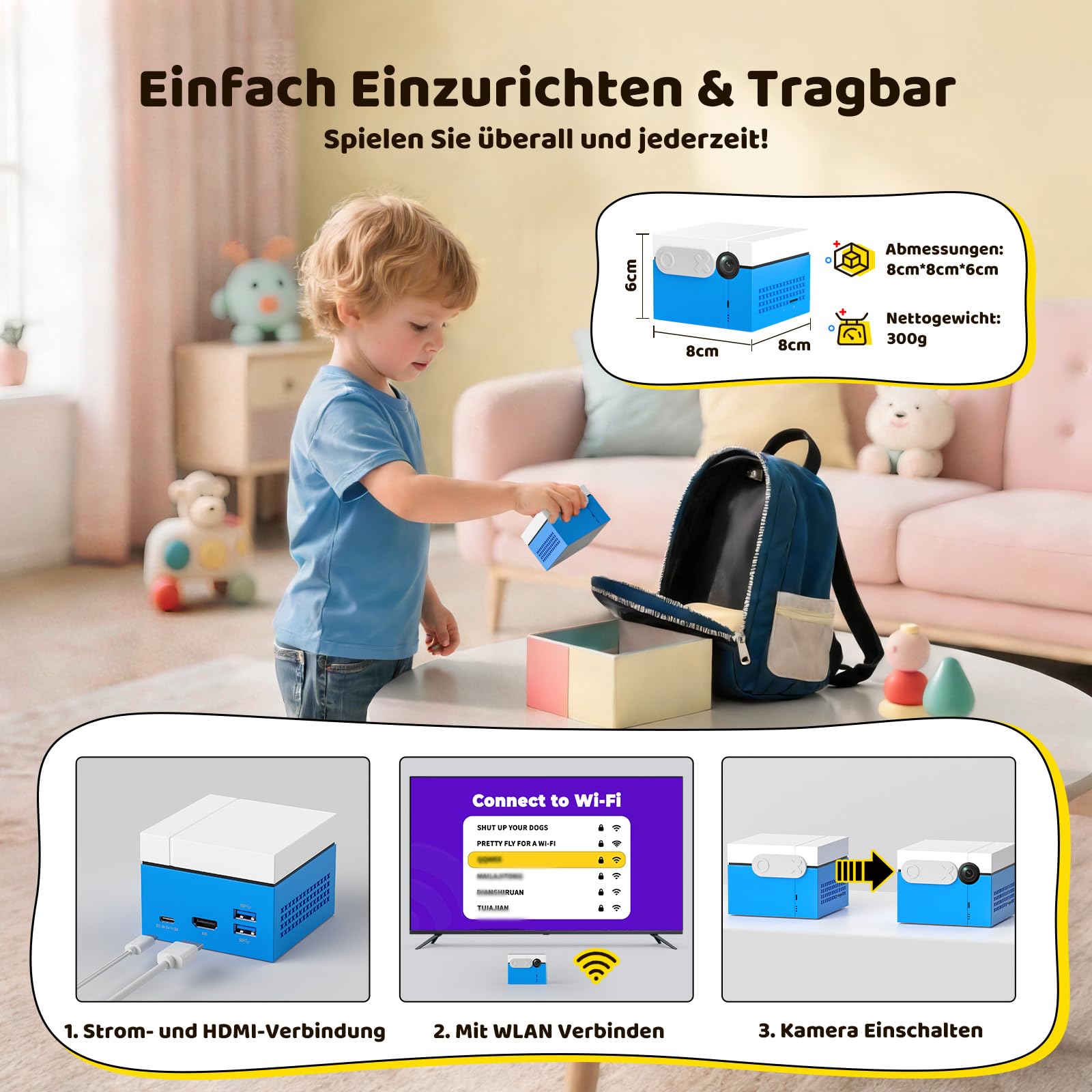 KINHANK MotionX Spielkonsole für Kinder & Familie mit KI-Bewegungserkennung | Kein Abonnement Nötig, Monatliche Updates, Keine Controller Erforderlich, Interaktives Videospielsystem für die Ganze Familie