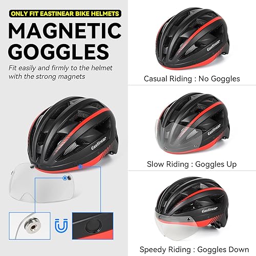 Miniatura 2 de EASTINEAR Gafas magnéticas para cascos de bicicleta, visera desmontable para casco de bicicleta, protector solar extraíble para casco de ciclismo