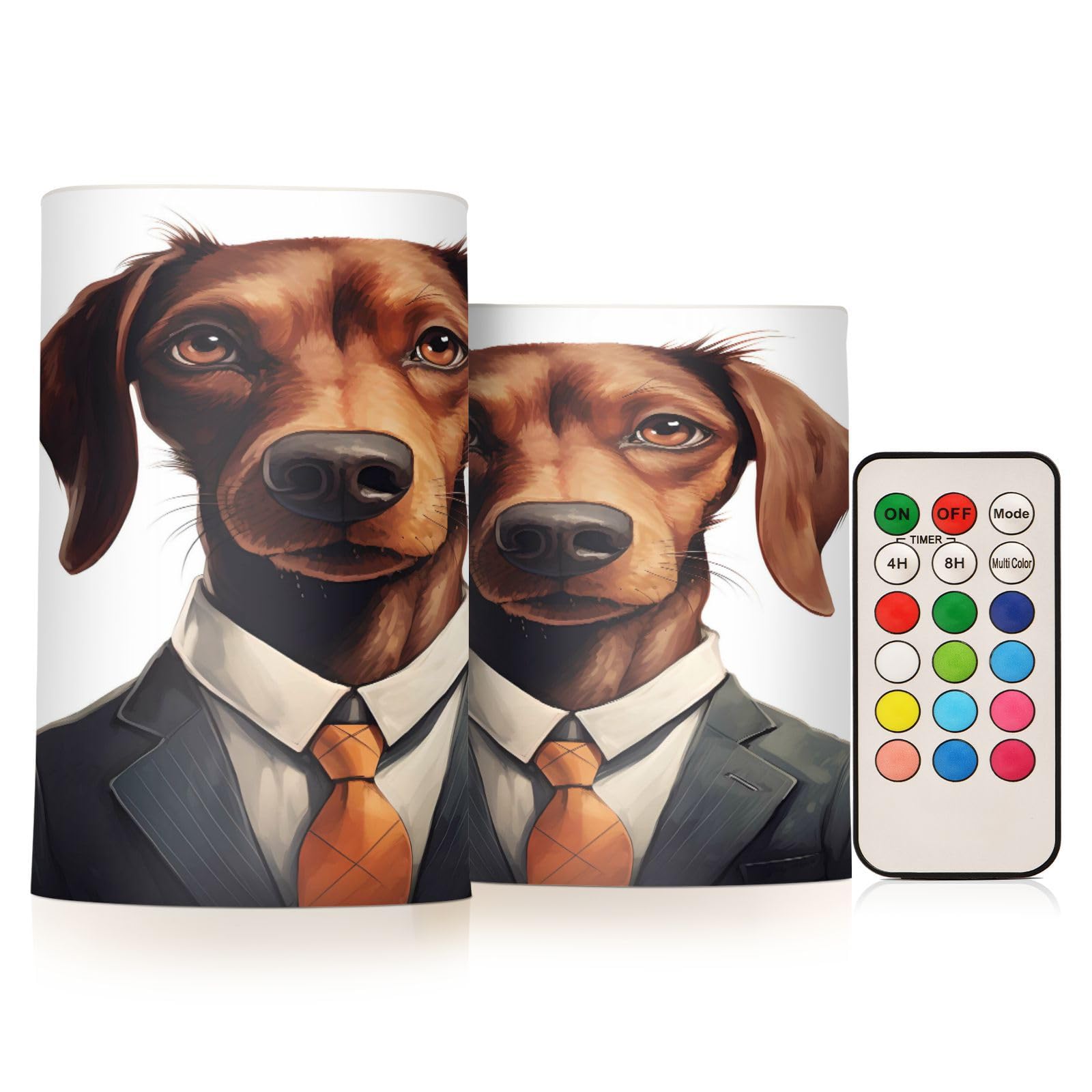 ALAZA Dog (27) Flickering Flameless Candles Battery Operated with Remote Timer,Tea Light Candles LED Pillar Votive Candles Set of 2 for Outdoor Indoor Decorations