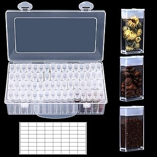 TOYMIS Seed Storage, 64 Slots Seed Packet Organizer with Label Stickers Clear Seed Container Garden Seed Organizer Storage Box for Seeds, Plant, Vegetable (Seeds not Included)