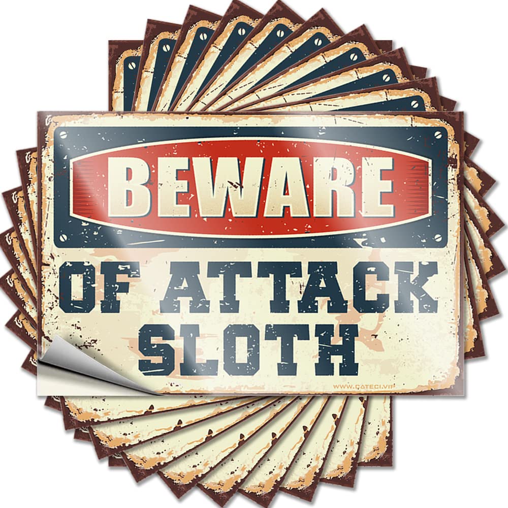 Tattoos Restroom Accessories Vinyl Sticker | Beware of Attack Sloth Western for Sports Use(8X12CM)