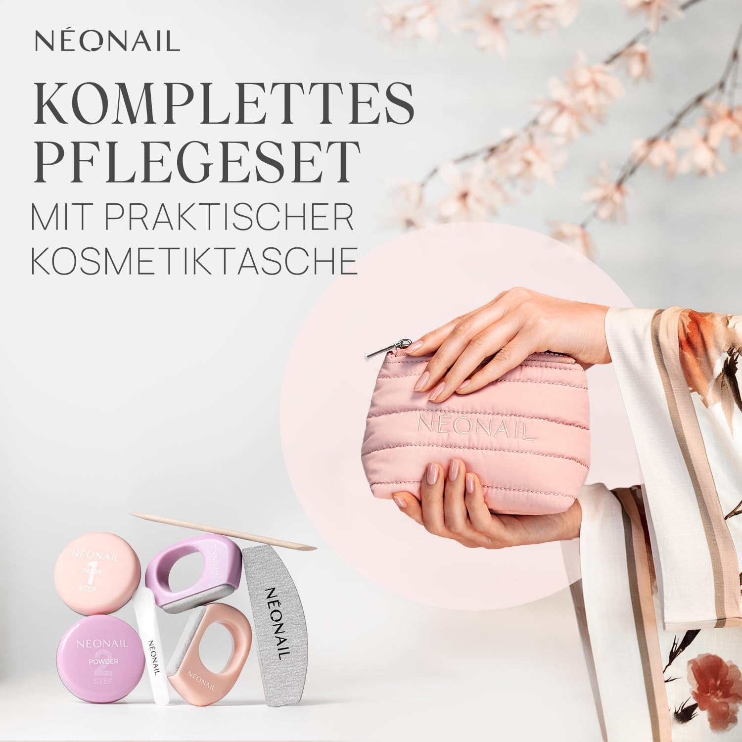 NÉONAIL Japanese Manicure Ritual – Japanisches Maniküre Set mit Kosmetiktasche, Nagelfeile & Buffer für Nägel - Nagelpflege Set für natürliche glänzende Fingernägel - Nägel selber machen Set