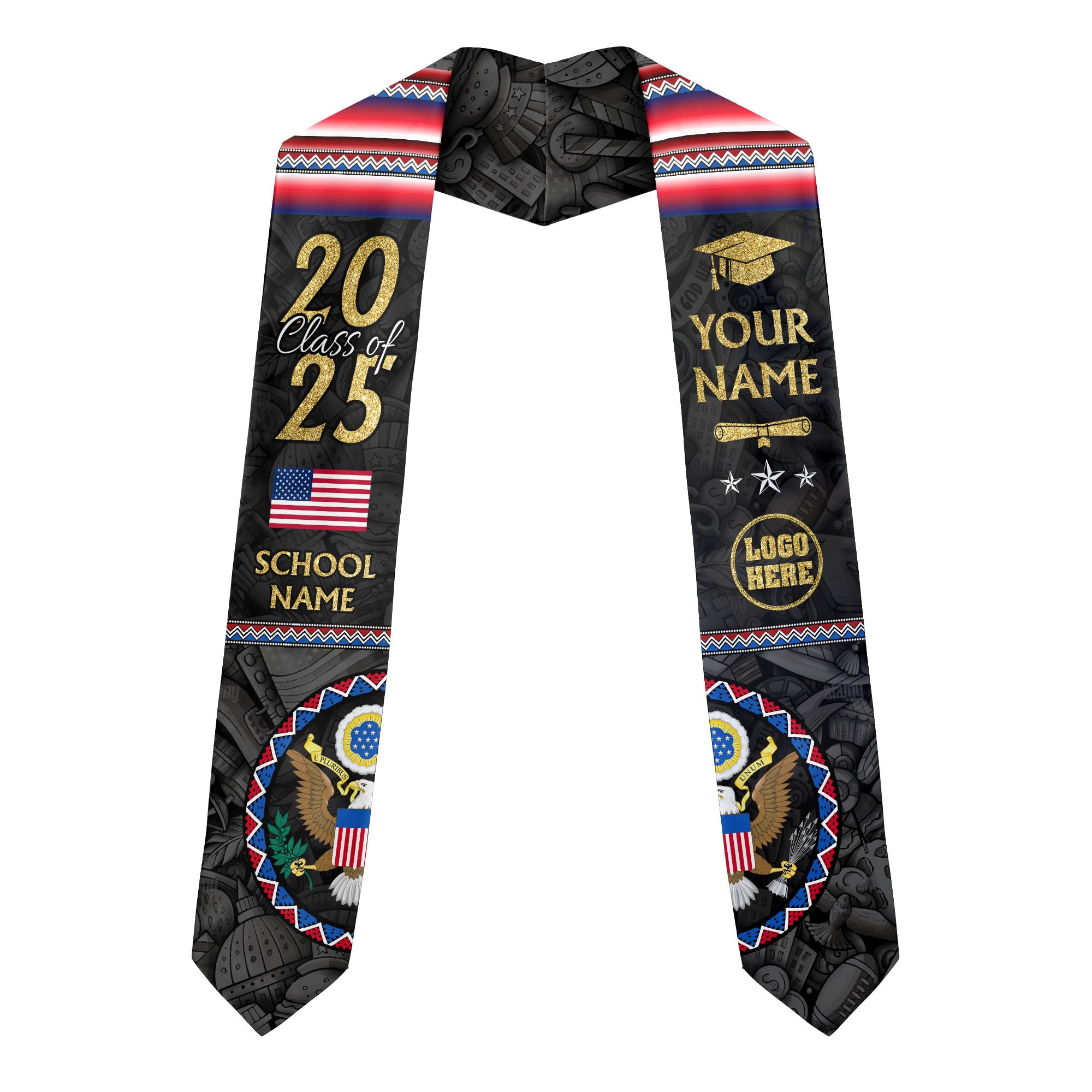 MonkeyVan Personalized America Graduation Stole Sash 2025, Custom American Graduation Sash, Congratulation Gifts 2025 America20