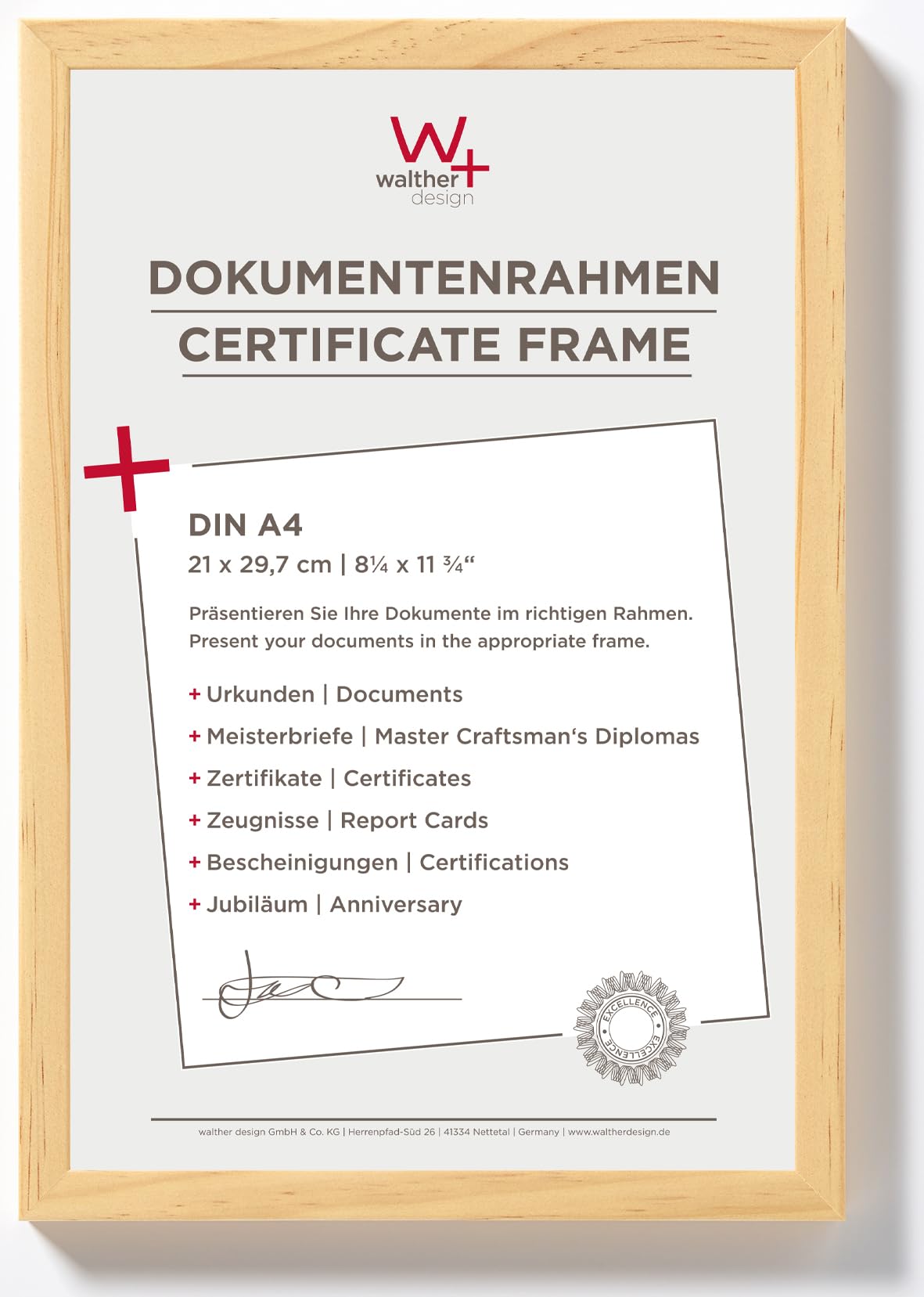 walther design BP130K Peppers Bilderrahmen, Holz, 21 x 29,7 cm, kiefer