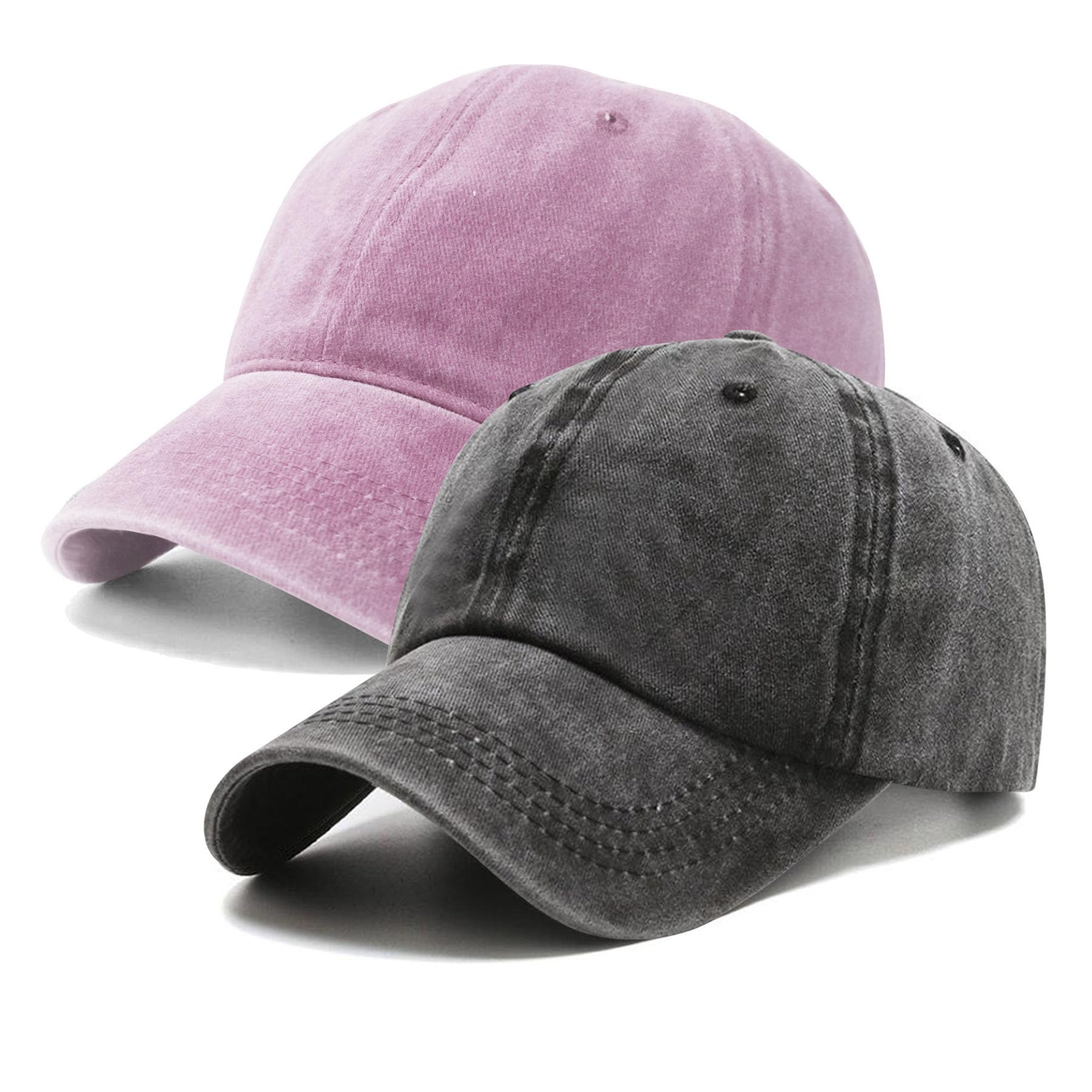 PFFY 2 Packs Vintage Washed Distressed Baseball Cap Dad Hat for Men Women | Adjustable Snapback, Breathable Golf Dad Caps, Cotton Hats, Classic Low Profile, Wear Comfortable, Ideal for Travel Running