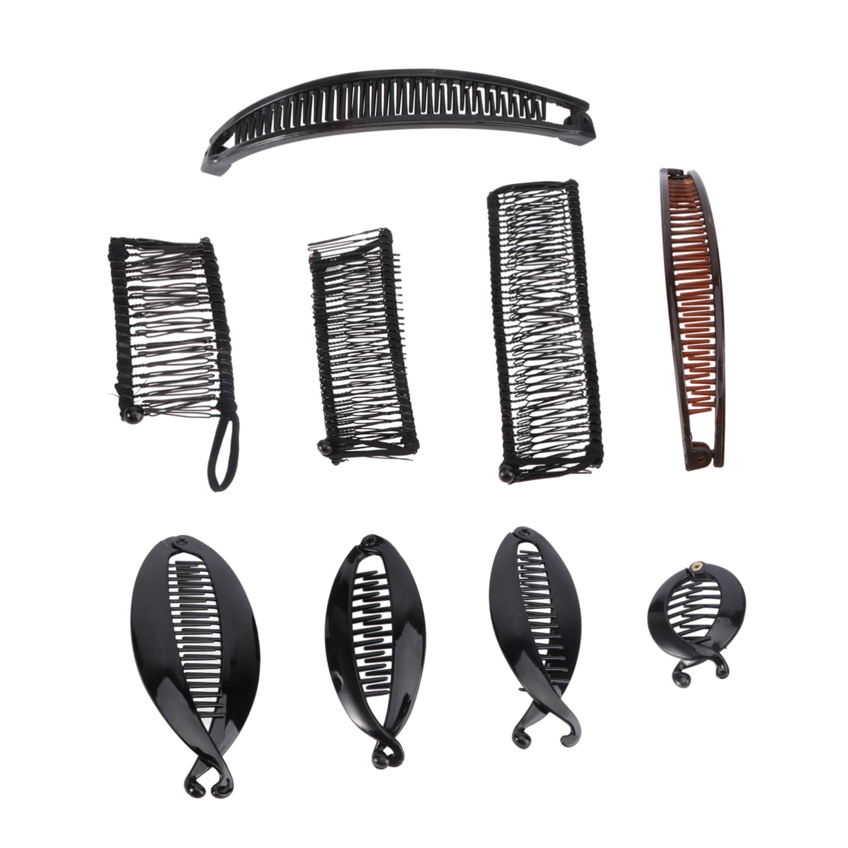 WOONEKY9pcs Fish Clip Comb Set Hair Clips for Curls Ponytail Accesorios Para Mujer French Hair Pin Womens Hair Clips Banana Hair Combs Styling Comb Fishtail Clip Woman Rubber Band Dense