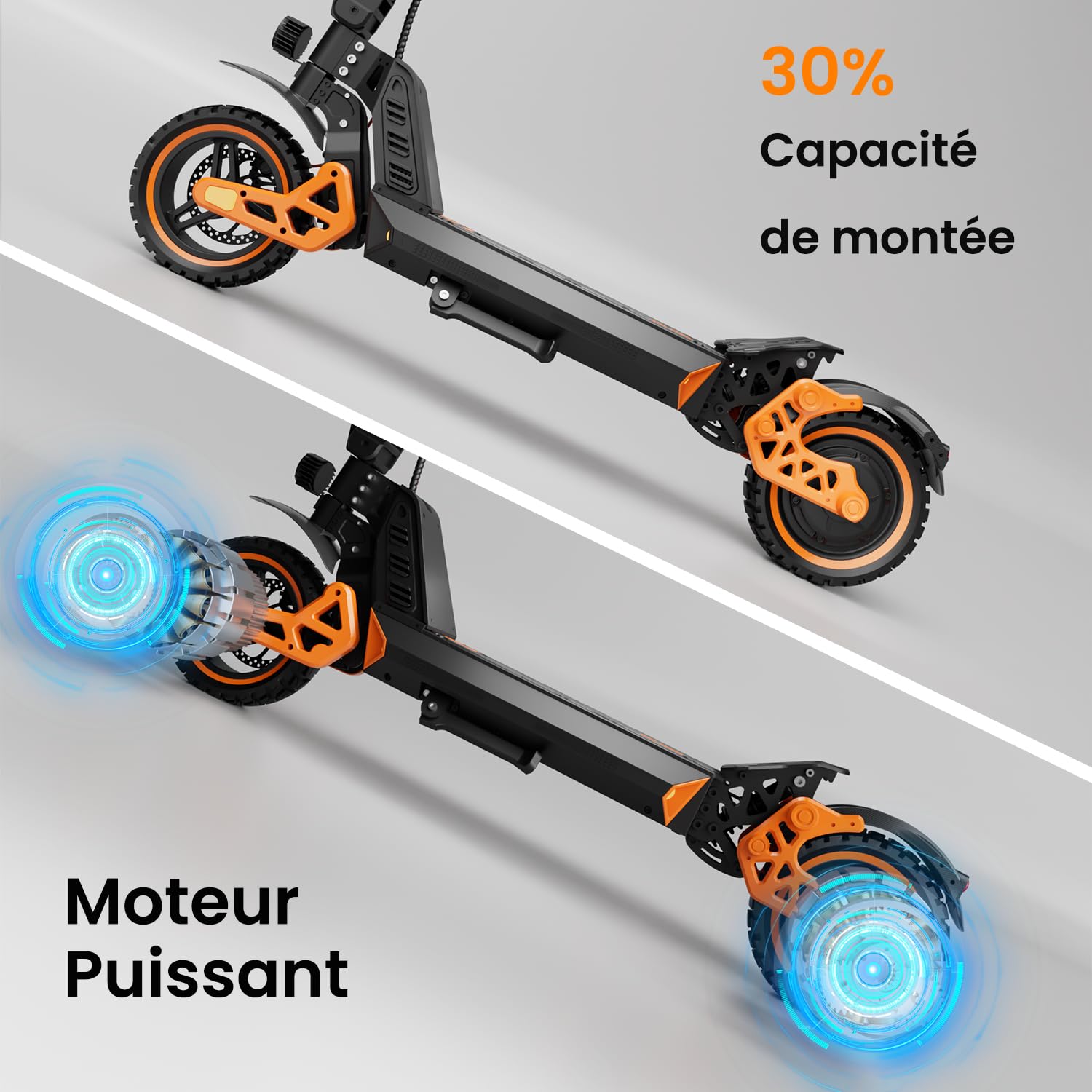 M4 Max Trottinette Électrique, Autonomie Max 55KM, Batterie 48V 15.6Ah, Pneus Tout-Terrain 10 Pouces, 3 Mode de Vitesse, Affichage Intelligent, Facile à Plier