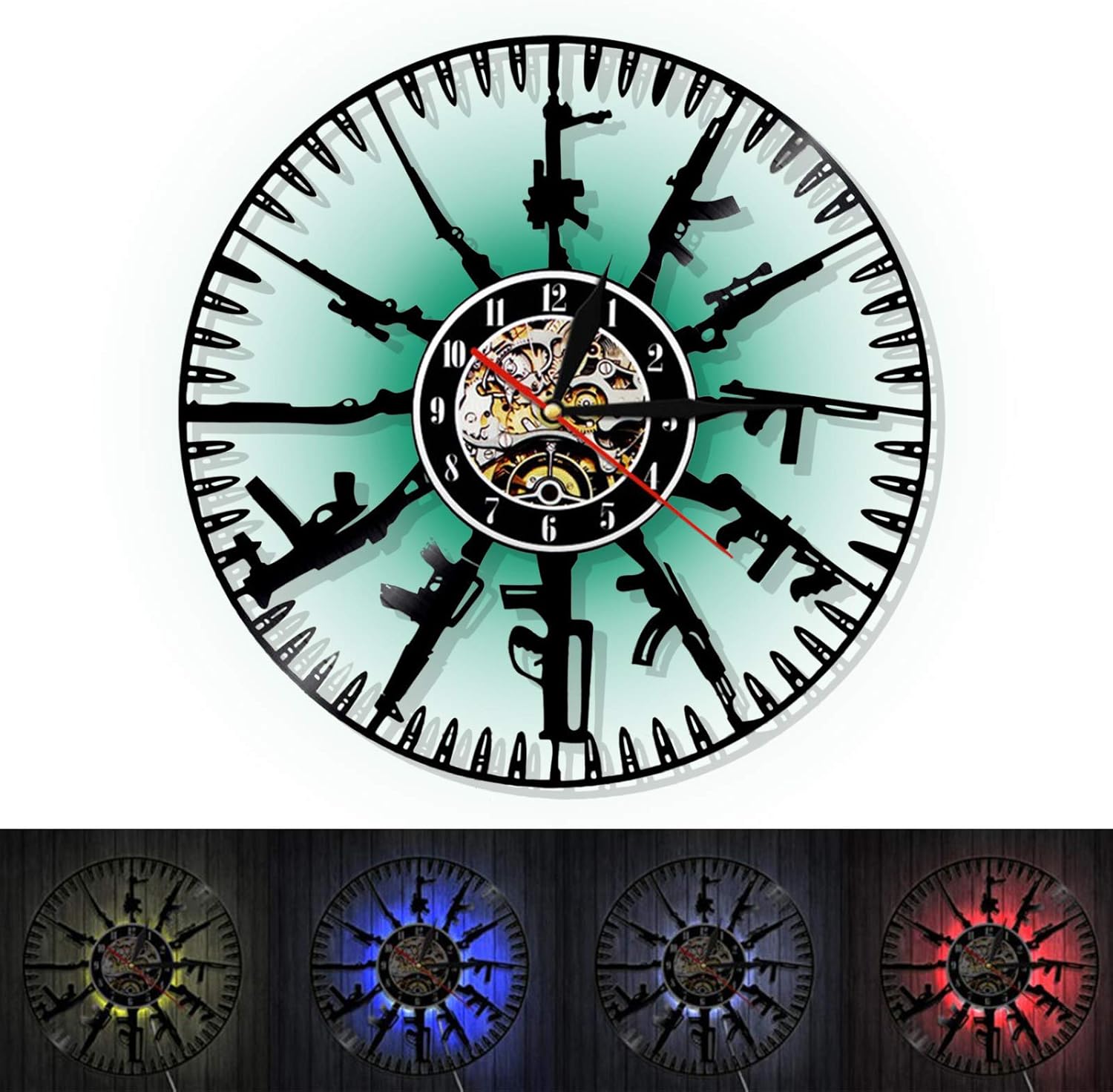 Gdrasuya10 12 inch 110V Bullet Time Vinyl Record Clock Army