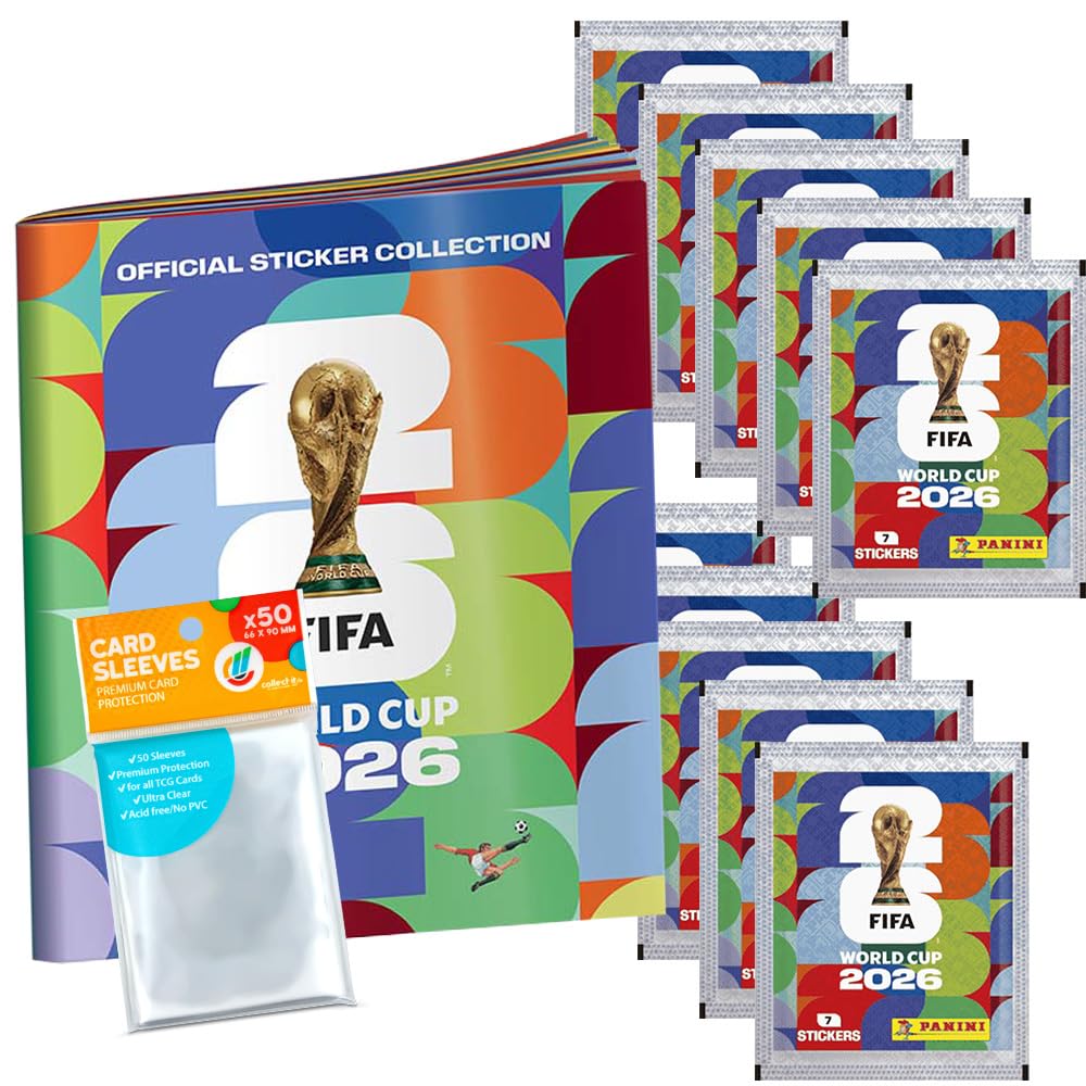 WM 2026 Sticker - 1 Sammelalbum 10 Tüten + Exklusive Collect-it Hüllen (Eigenmarke Bundle)