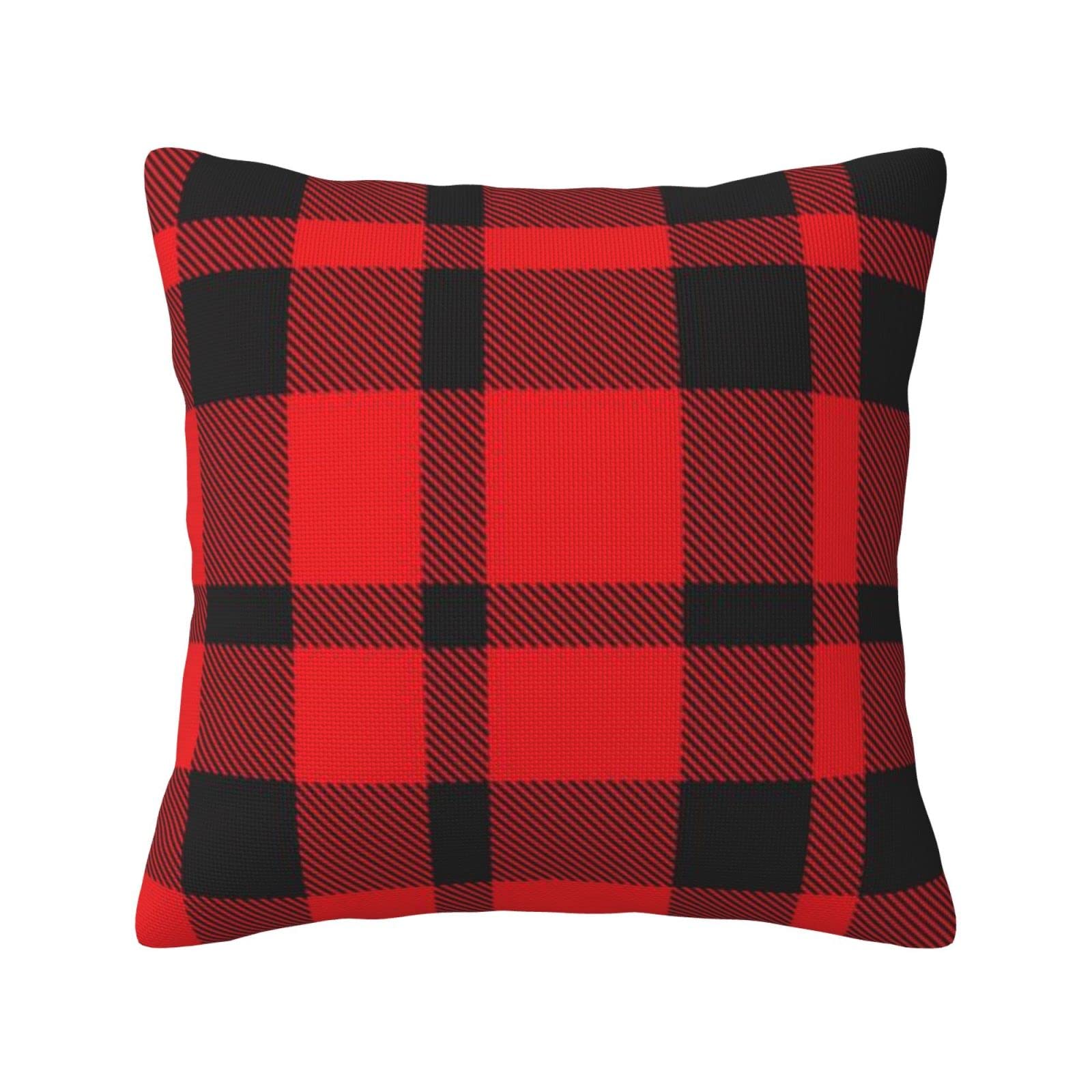 Yingd Pillow Cover Tartan Linen Throw Cushion Cover 45X45cm