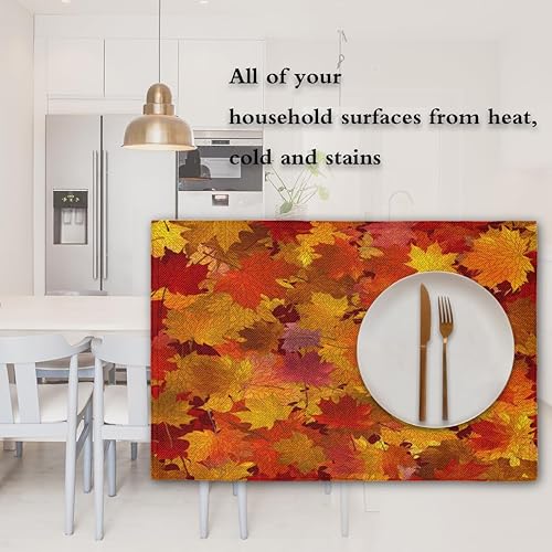 Miniatura 7 de Autumn Art Theme Placemats Set of 4 Table Mats Washable Placemat Waterproof Place Mats for Party Home Dining Table Decor 18x12 in