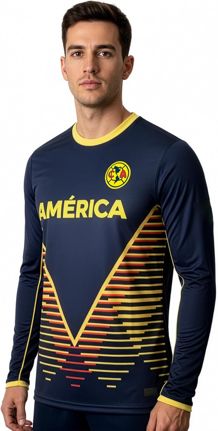 Club América Long Sleeve Soccer Shirt - Adult Sizes Fan Apparel - Official Style Shirt - Training Top